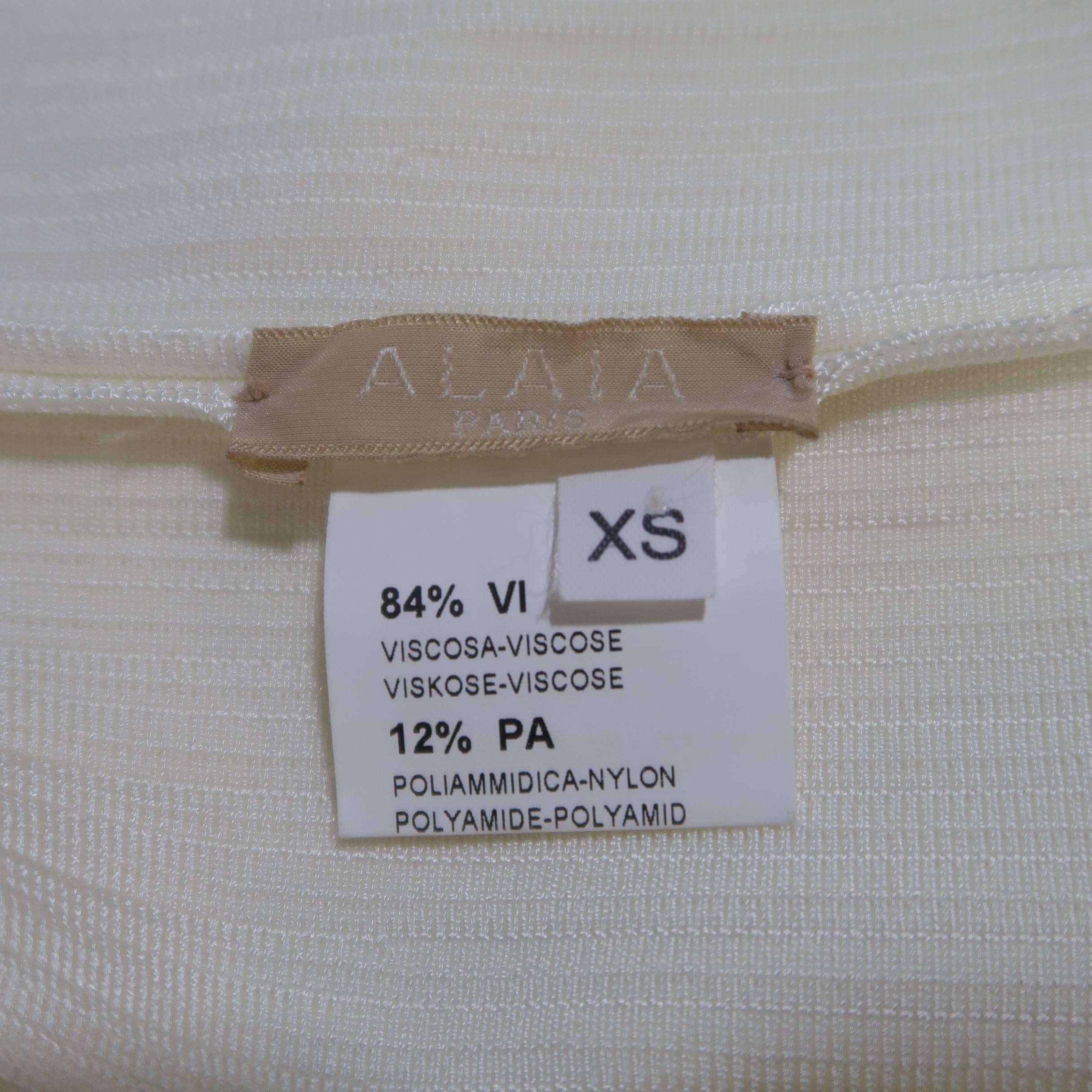 Women's Alaia Dress - Size XS - Cream Ribbed Scoop Neck Bodycon Sleeveless