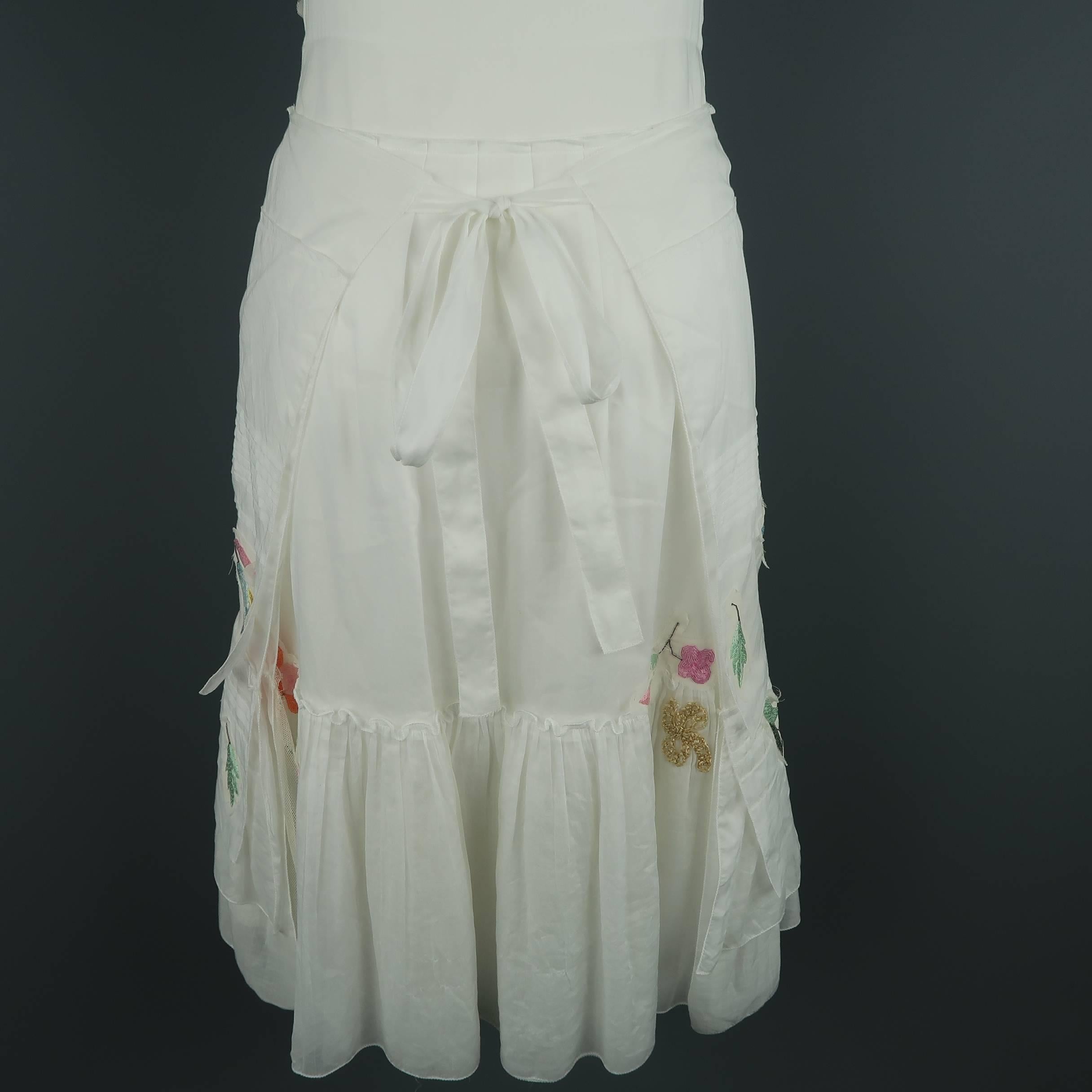 PRADA Size 6 White Beaded Floral Cotton Sun Dress 4