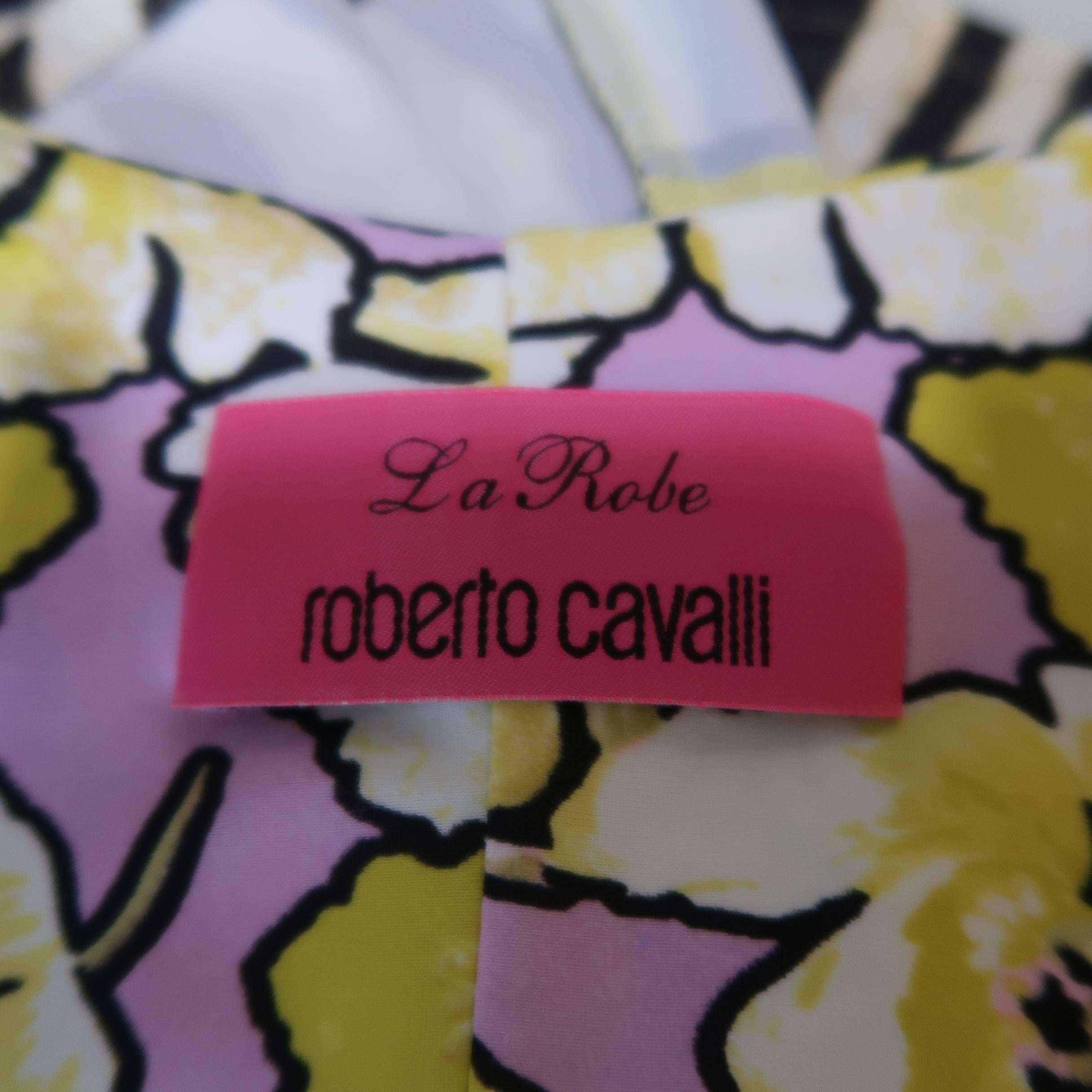ROBERTO CAVALLI Yellow & Purple Floral Print Snake Hoop Dress 2