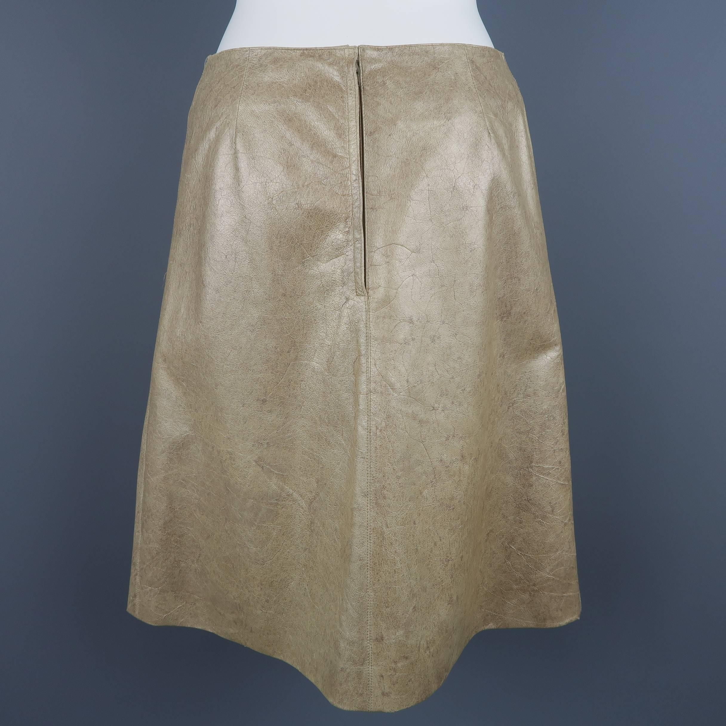 brown leather a line skirt