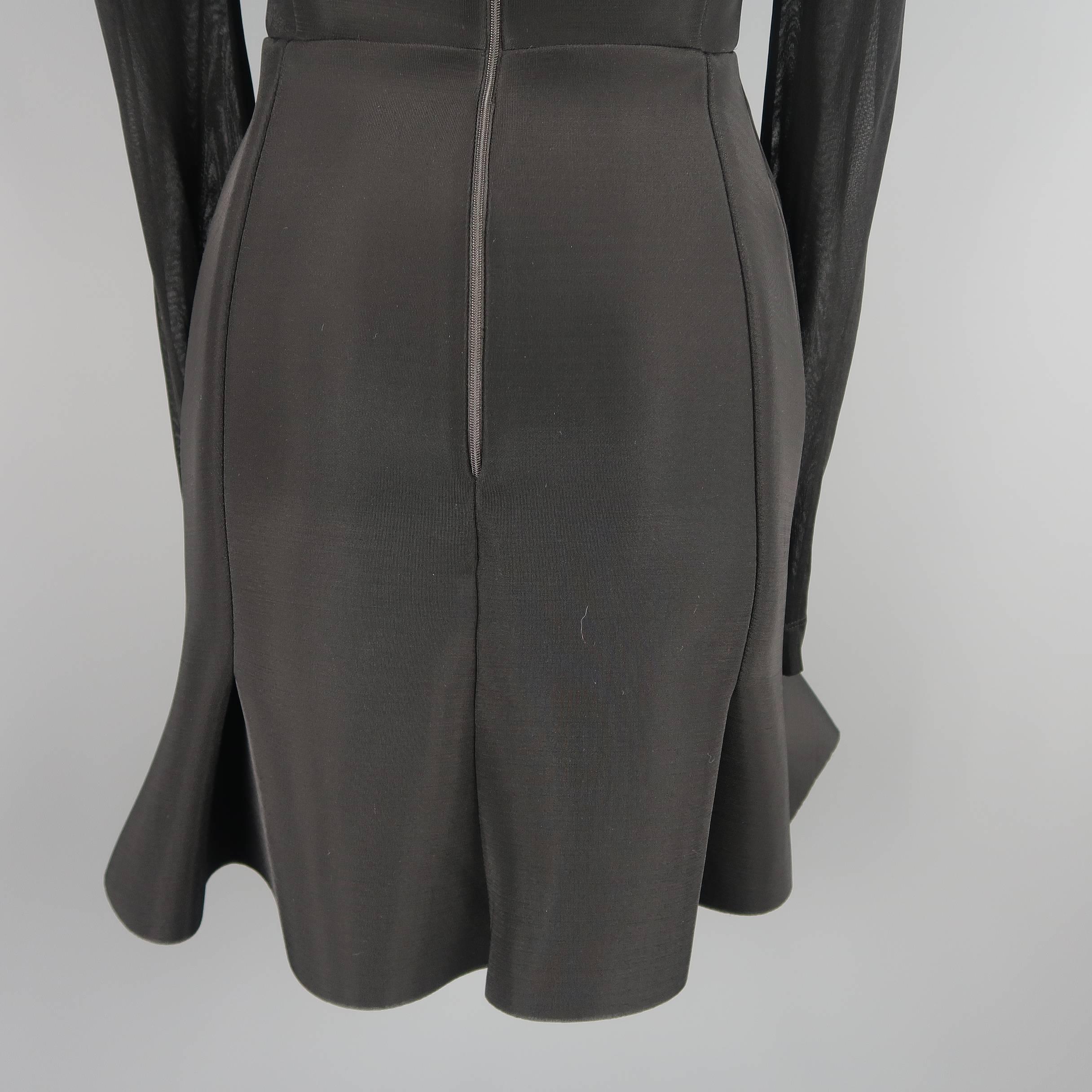 Women's ANTONIO BERARDI Size S Black & Green Neoprene Sheer Long Sleeve Dress