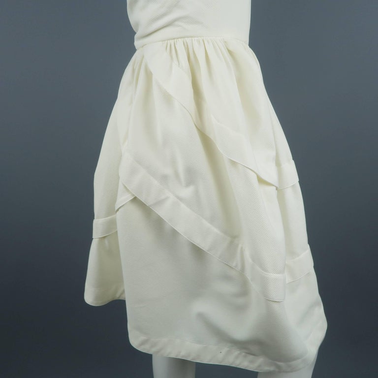 Alaia Dress - Size Small - Cream Cotton Asymmetrical Fit and Flare One ...