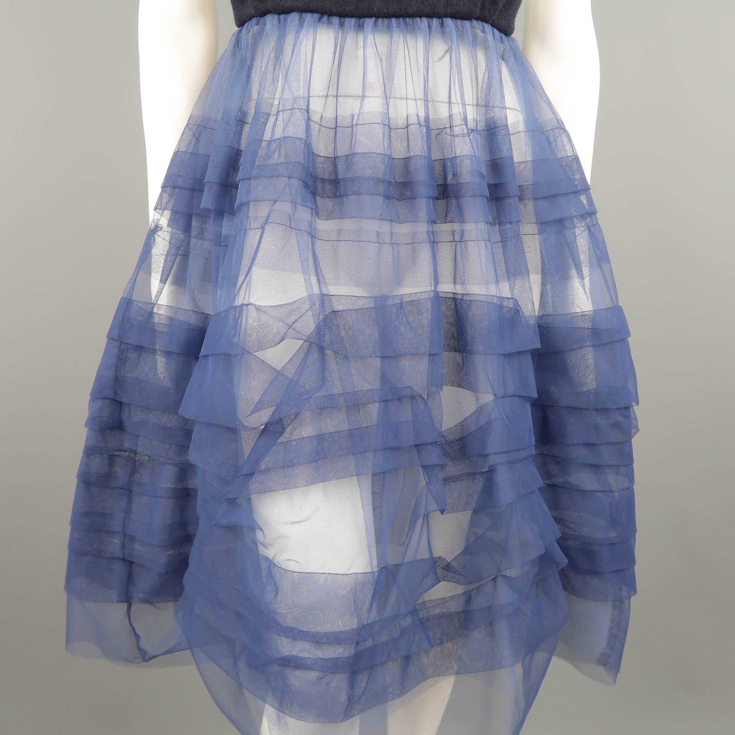 Comme Des Garcons Blue Tulle Skirt Navy Halter Bib Dress In Fair Condition In San Francisco, CA