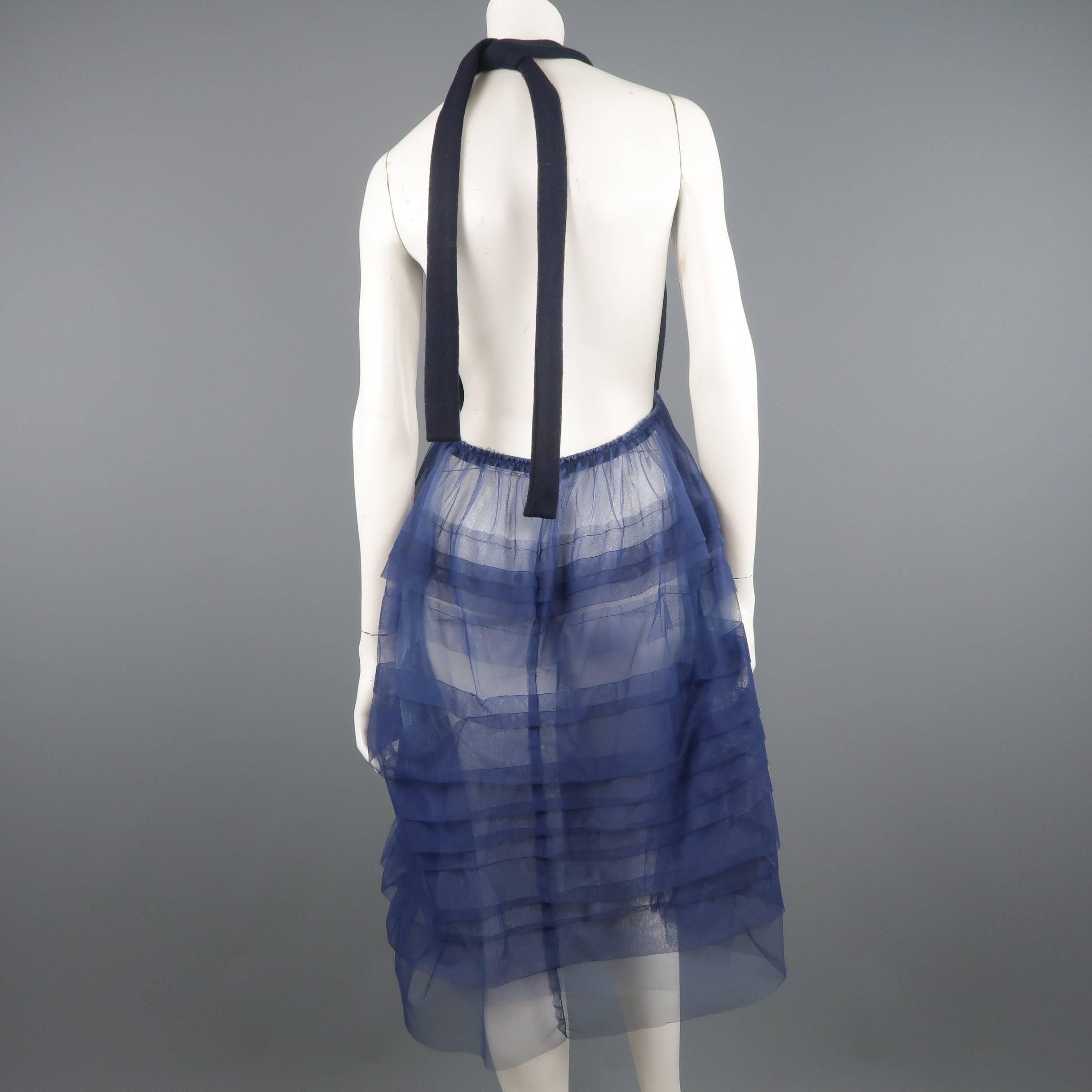 Comme Des Garcons Blue Tulle Skirt Navy Halter Bib Dress 4