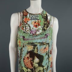 Jean Paul Gaultier Frida Kahlo Chiffon-Layer-Kleid mit Druck, Frühjahr 1998 Laufsteg