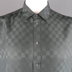 Louis Vuitton Charcoal Damier Checkered Silk Short Sleeve Shirt