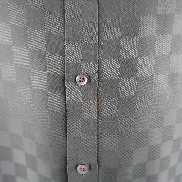 Louis Vuitton Charcoal Damier Checkered Silk Short Sleeve Shirt at