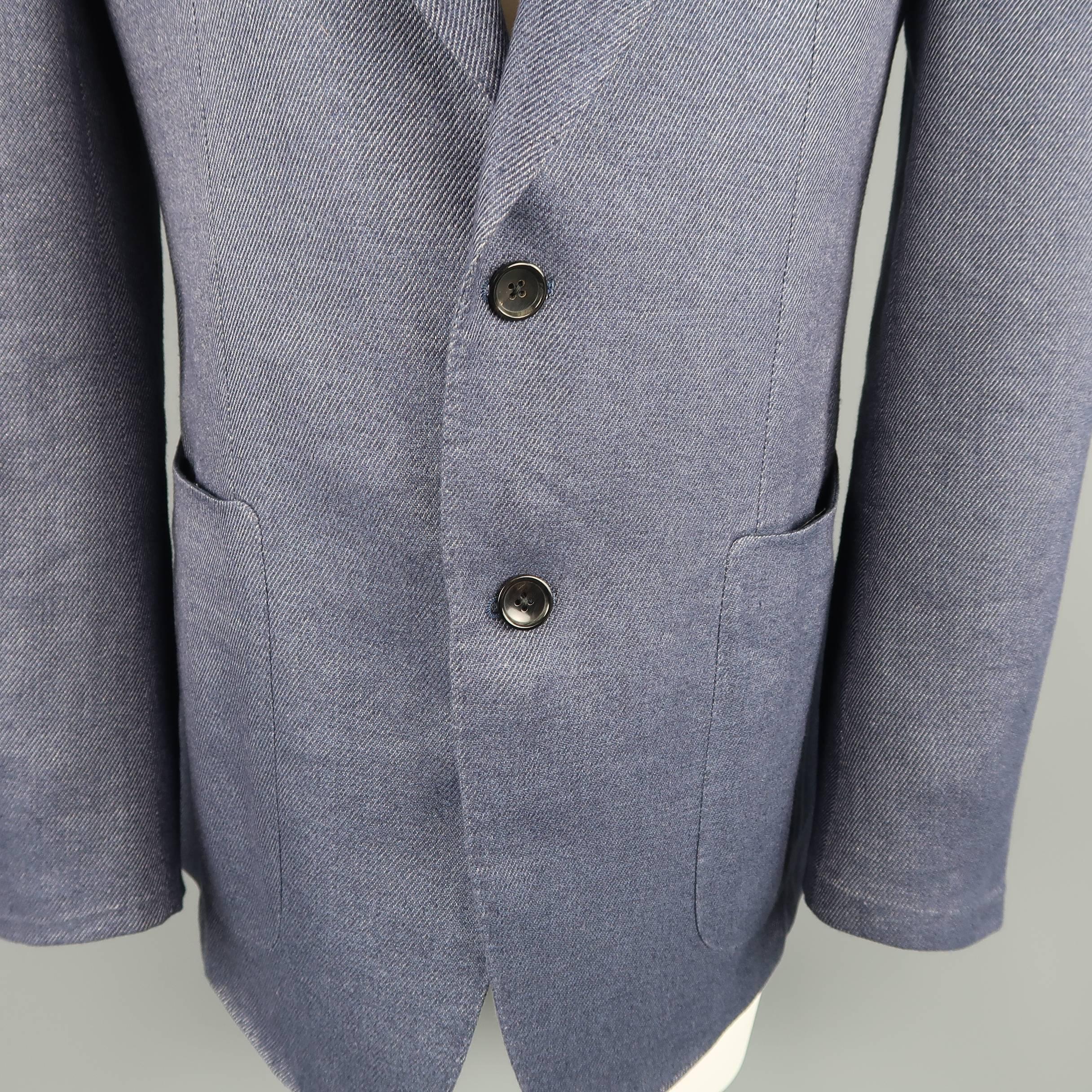 Gray Tom Ford Navy Linen / Silk Sport Peak Lapel Patch Pocket Coat Jacket