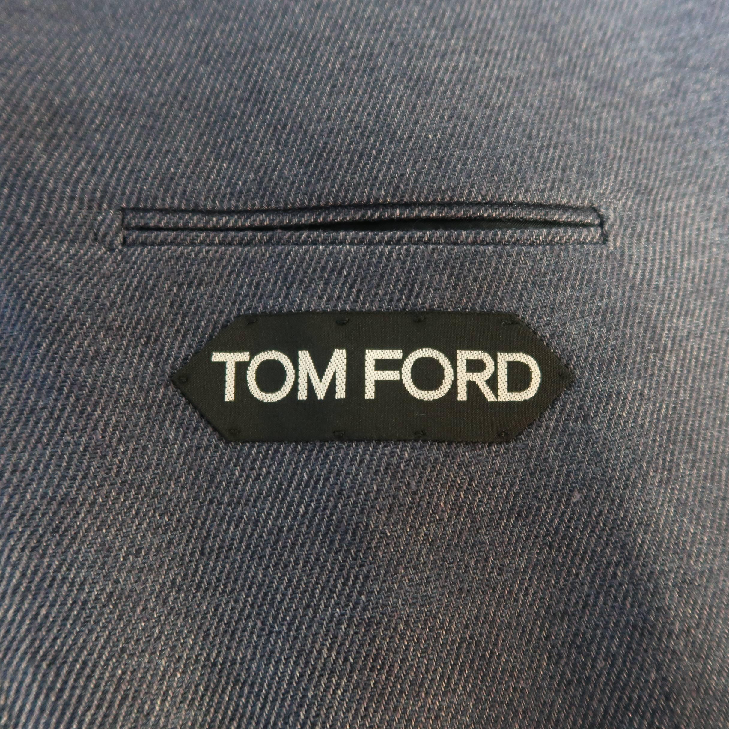 Tom Ford Navy Linen / Silk Sport Peak Lapel Patch Pocket Coat Jacket 5