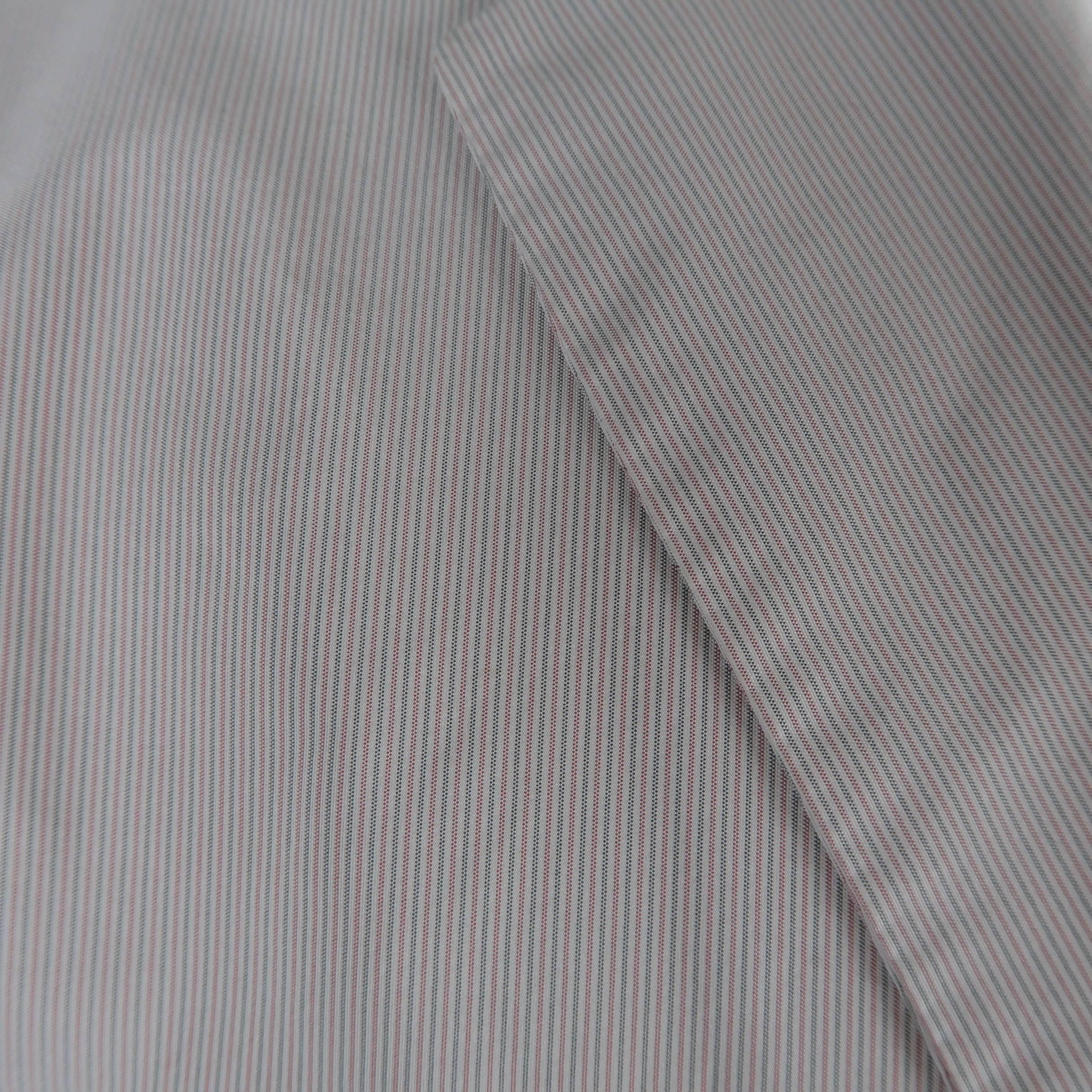 Men's Jil Sander Light Pink and Grey Pinstripe Polyester Taffeta Sport Coat