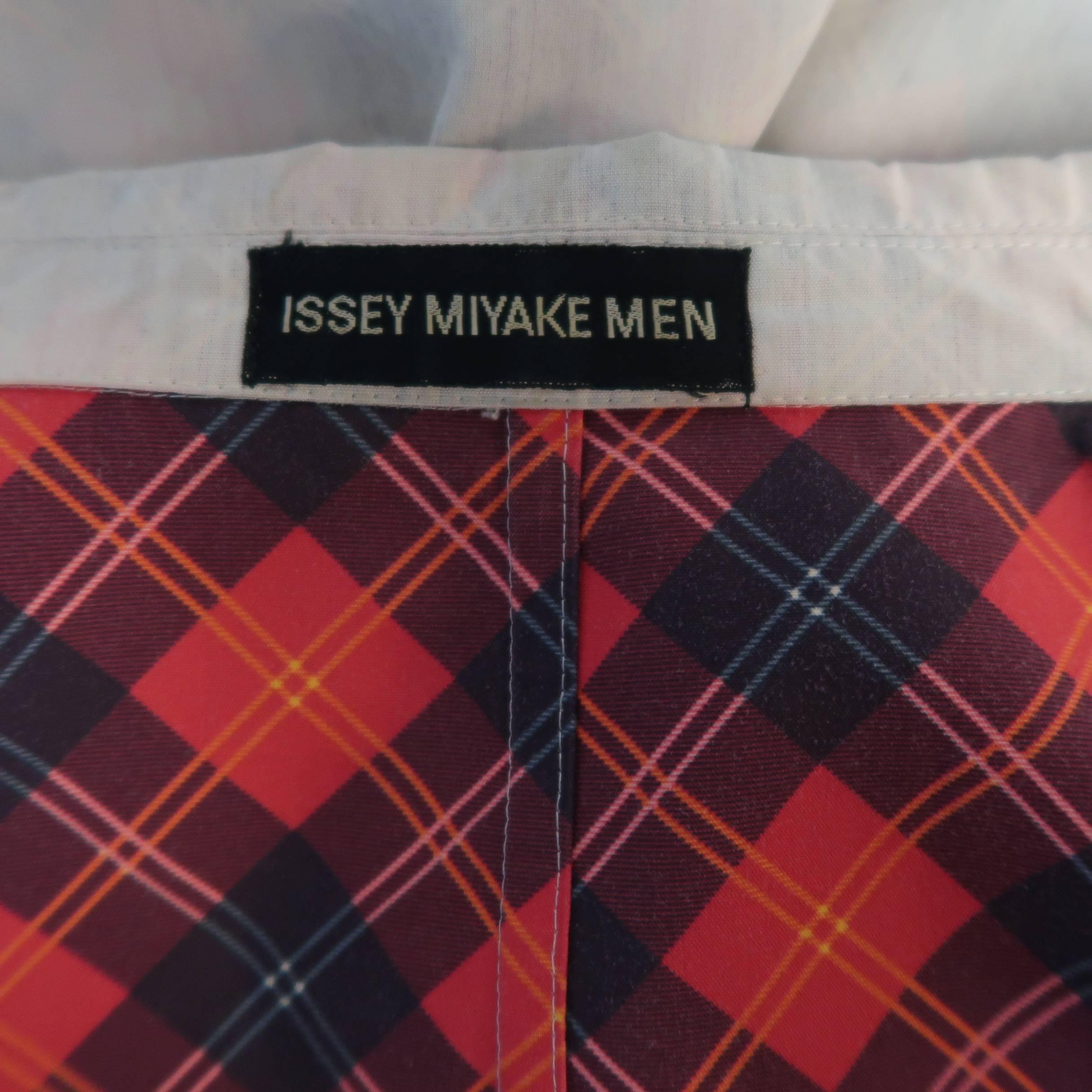 Men's Issey Miyake Vintage Beige Reverse Argyle Cotton Pocket Sport Coat Jacket