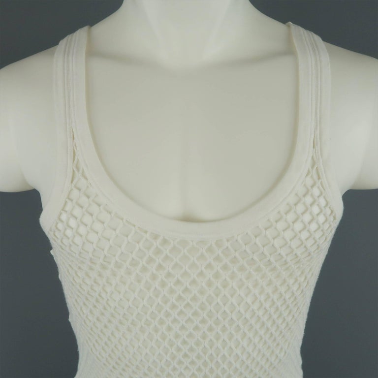 Burberry Prorsum White Mesh Cotton Tank Top at 1stDibs white