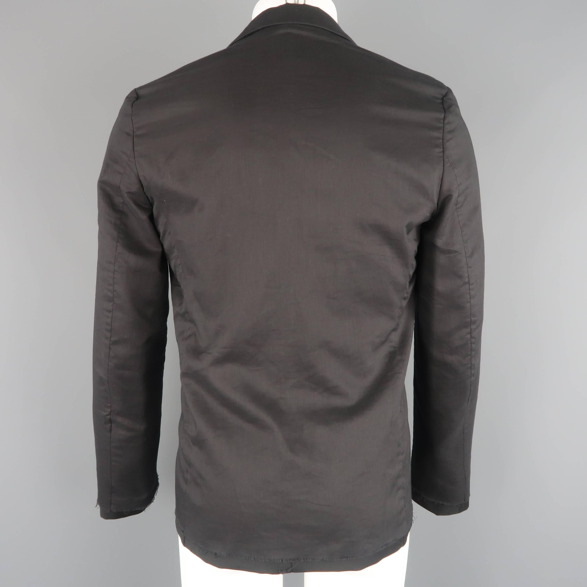 Men's KRIS VAN ASSCHE 36 Regular Black Layered Raw Edge Wool Sport Coat Jacket