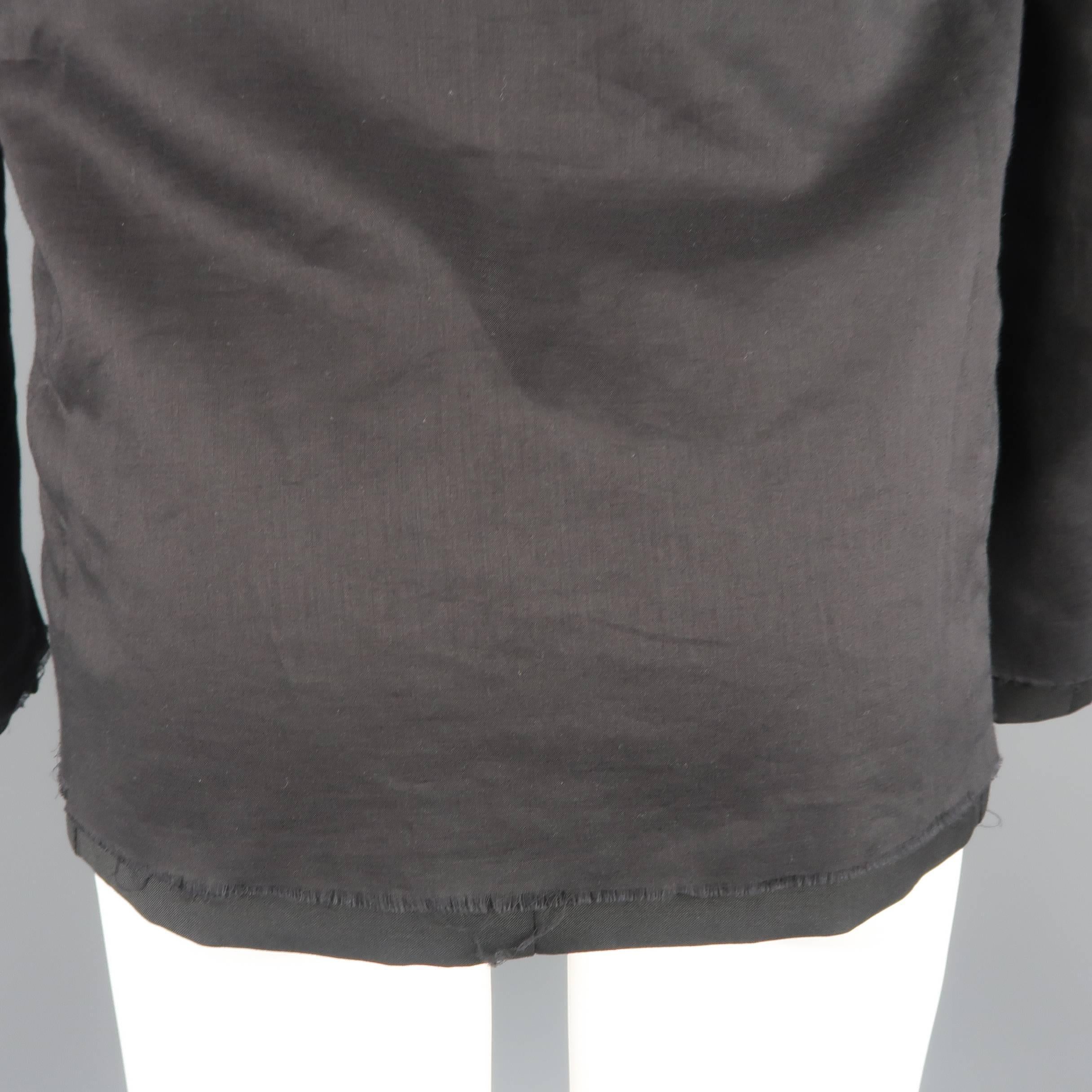 KRIS VAN ASSCHE 36 Regular Black Layered Raw Edge Wool Sport Coat Jacket 1