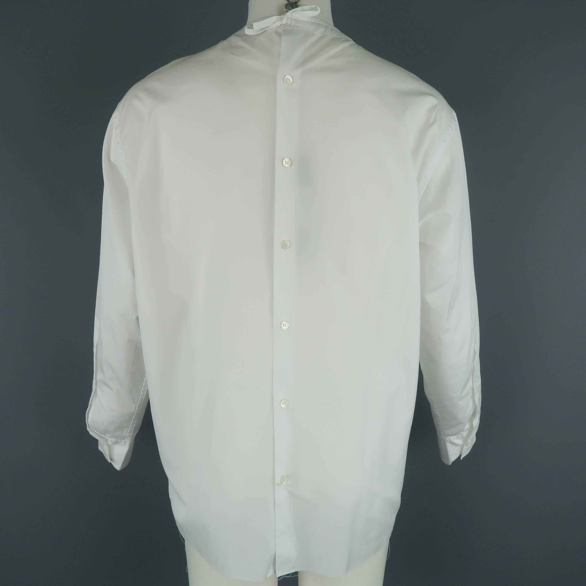 Men's MARNI Size S White Cotton Oversized Back Closure Long Sleeve Shirt