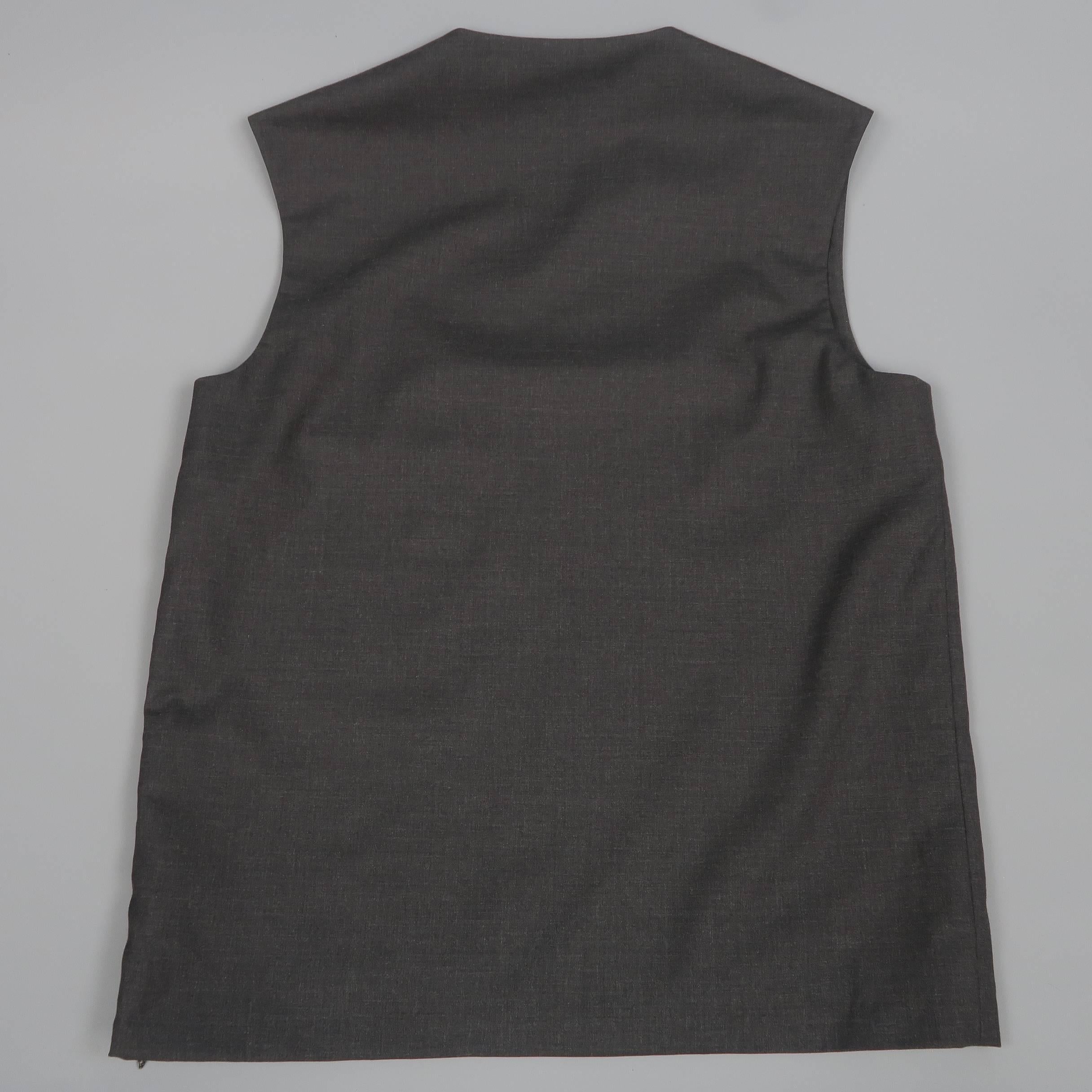 RAF SIMONS Size XS Charcoal Wool V Neck Sleeveless Vest Top '05 In Excellent Condition In San Francisco, CA