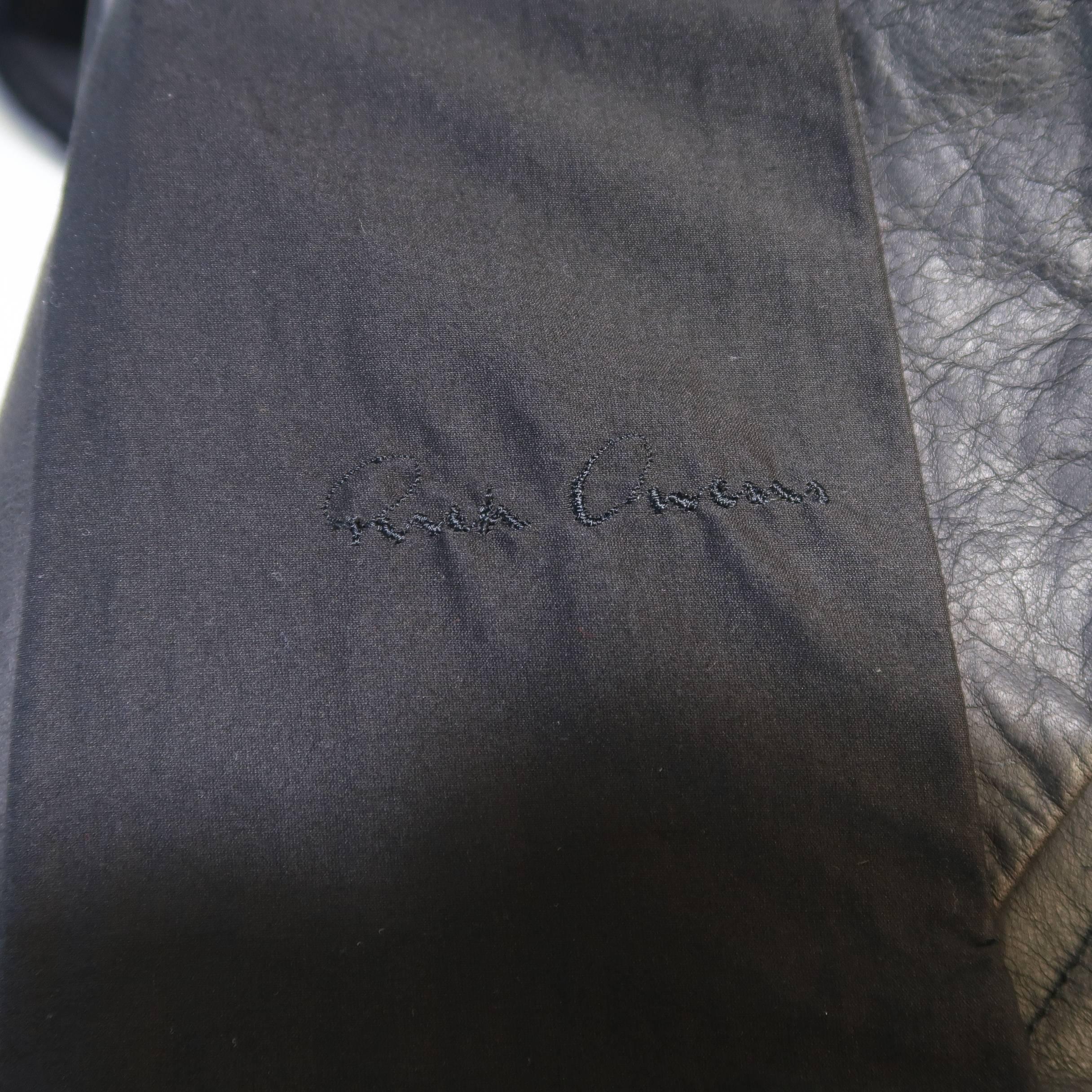 Rick Owens Black Leather Backless Cream Fabric Sash Vest 5