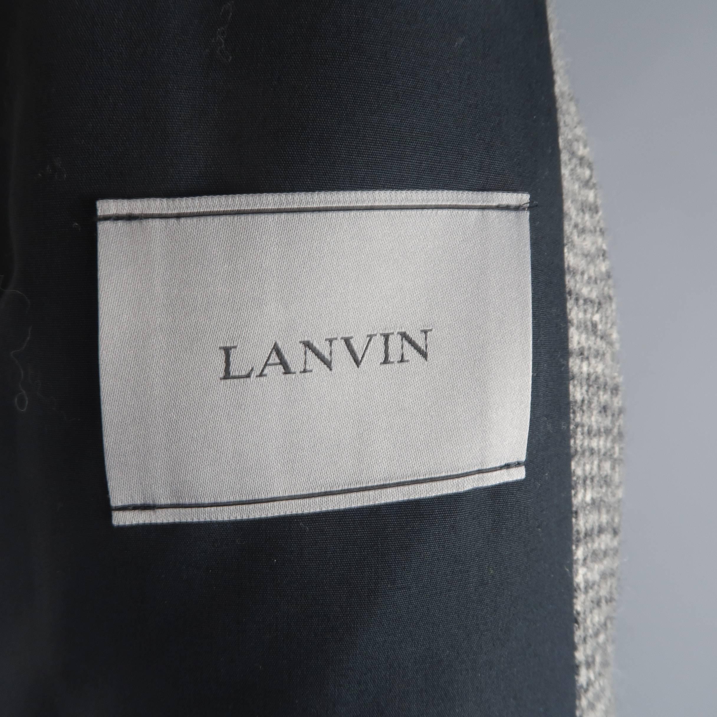 LANVIN 44 Beige & Black Houndstooth Wool Zip Blouson Jacket 3