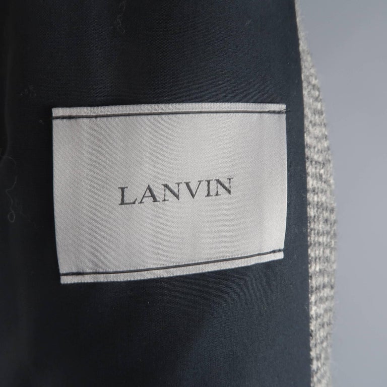 LANVIN 44 Beige and Black Houndstooth Wool Zip Blouson Jacket at 1stDibs