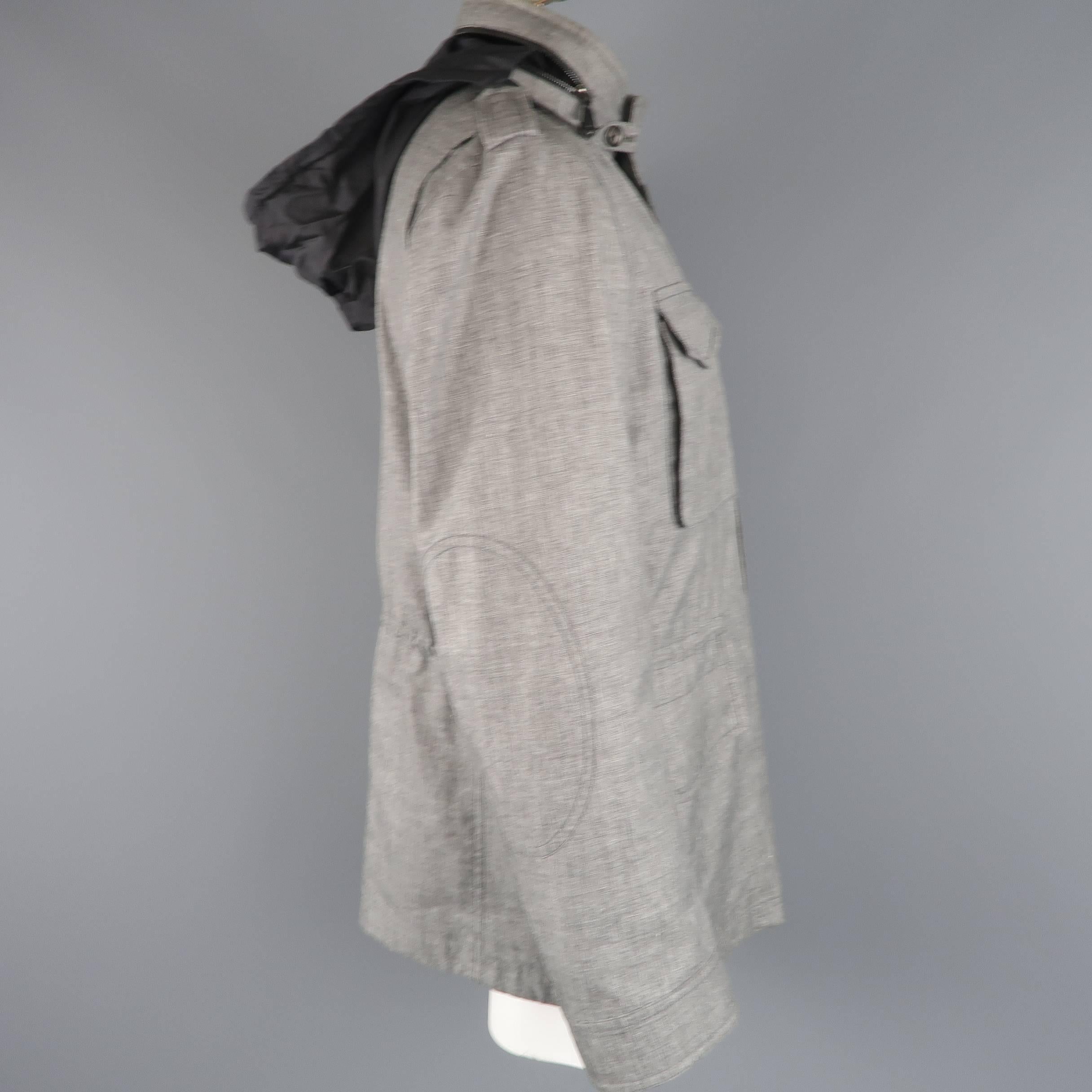 Men's TOM FORD 46 Heather Gray Linen / Wool / Silk Parka Jacket Coat