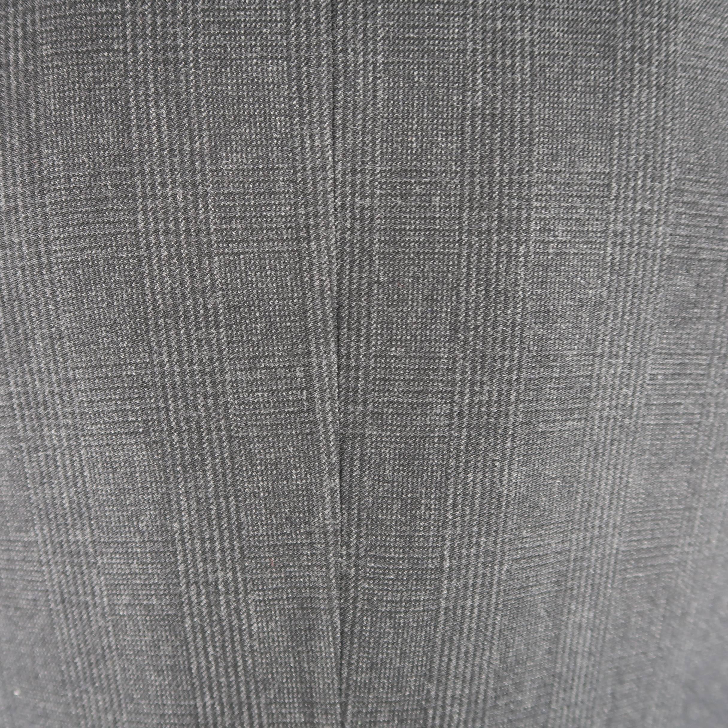Men's PRADA 46 Charcoal Glenplaid Wool Notch Lapel overcoat Coat Jacket