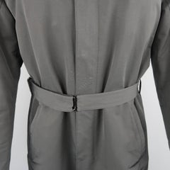 Prada Men's Black Solid Cotton / Polyester Canvas Hidden Placket Car Coat