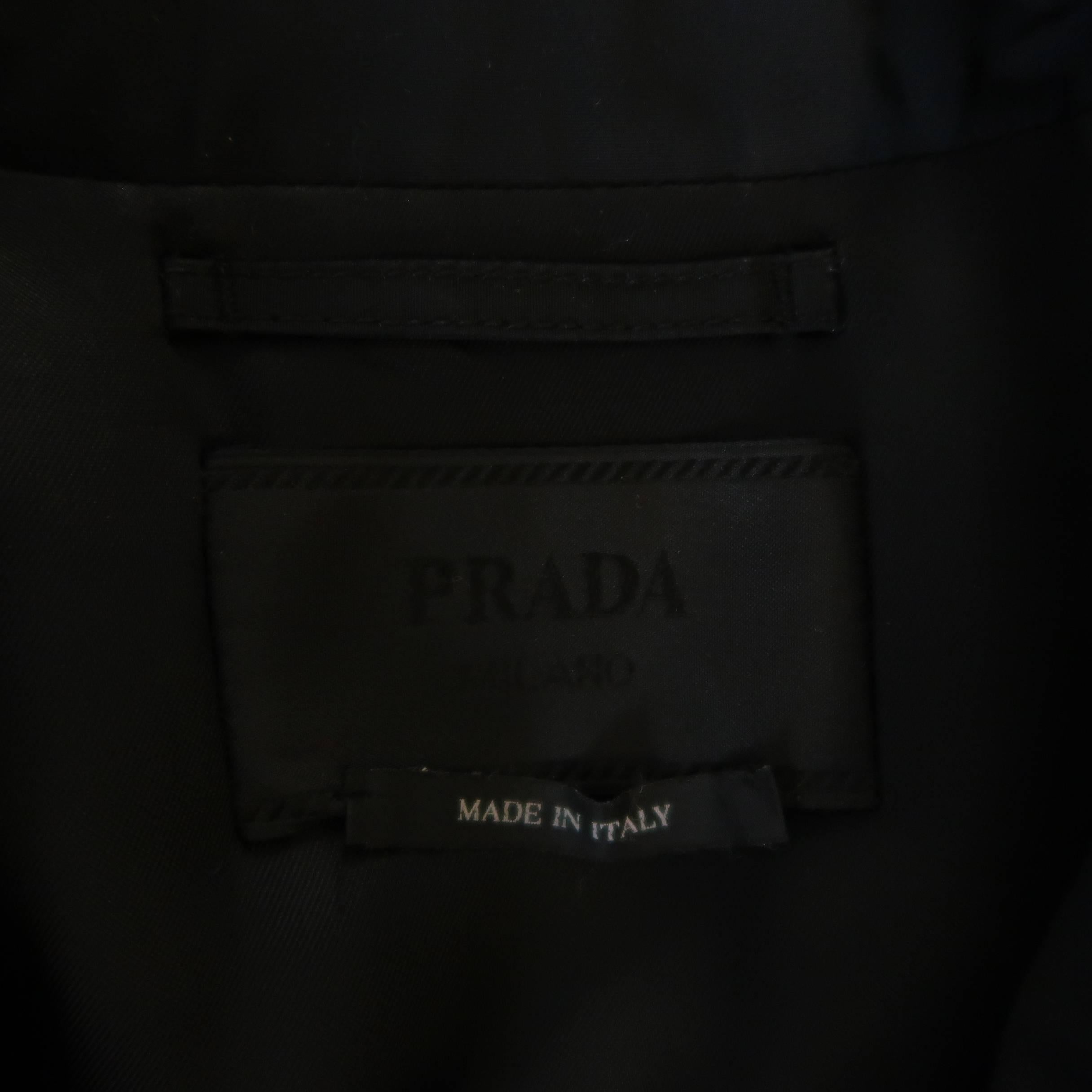 Prada Men's Black Solid Cotton / Polyester Canvas Hidden Placket Car Coat 2