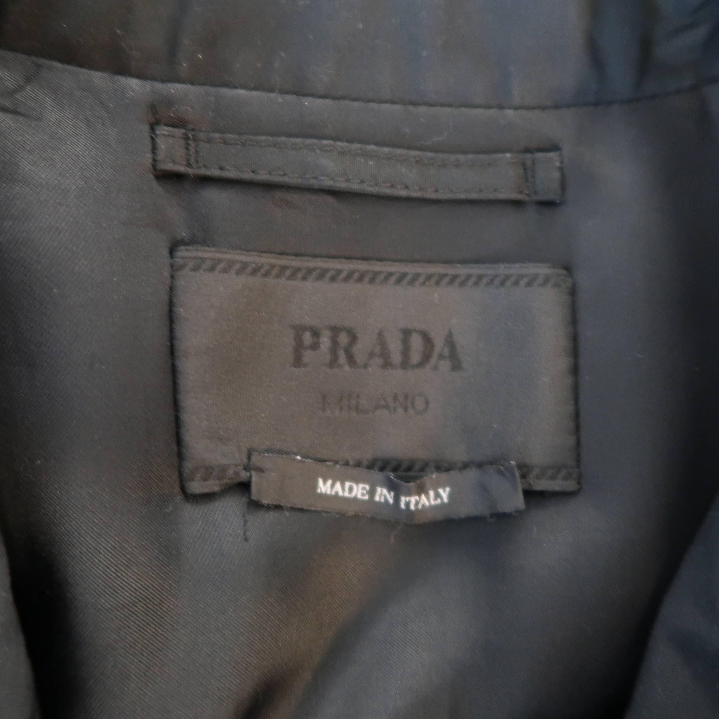 Prada Men's Black Solid Cotton / Polyester Canvas Hidden Placket Car Coat 3