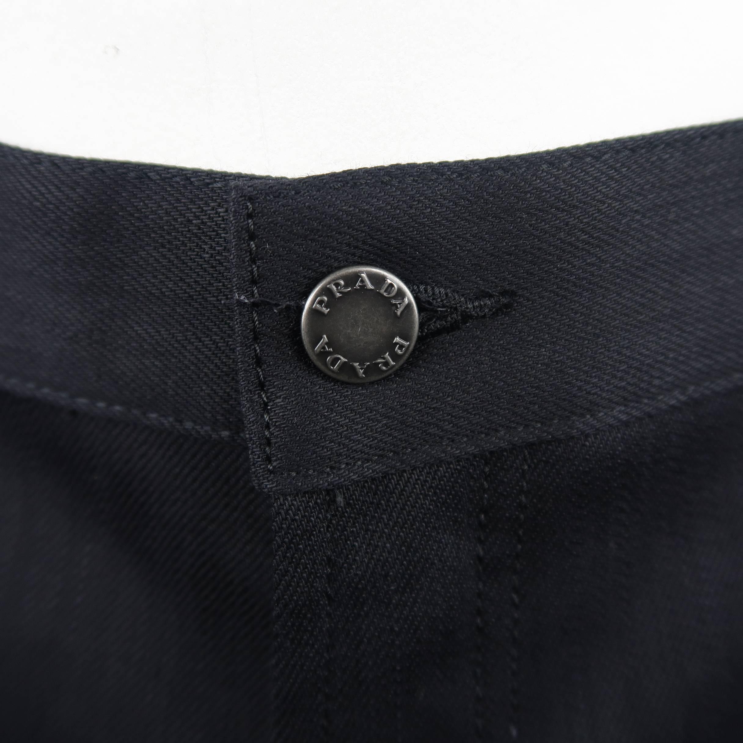 PRADA 34 Black Cotton Blend Coated Denim Tight Fit Jeans 1
