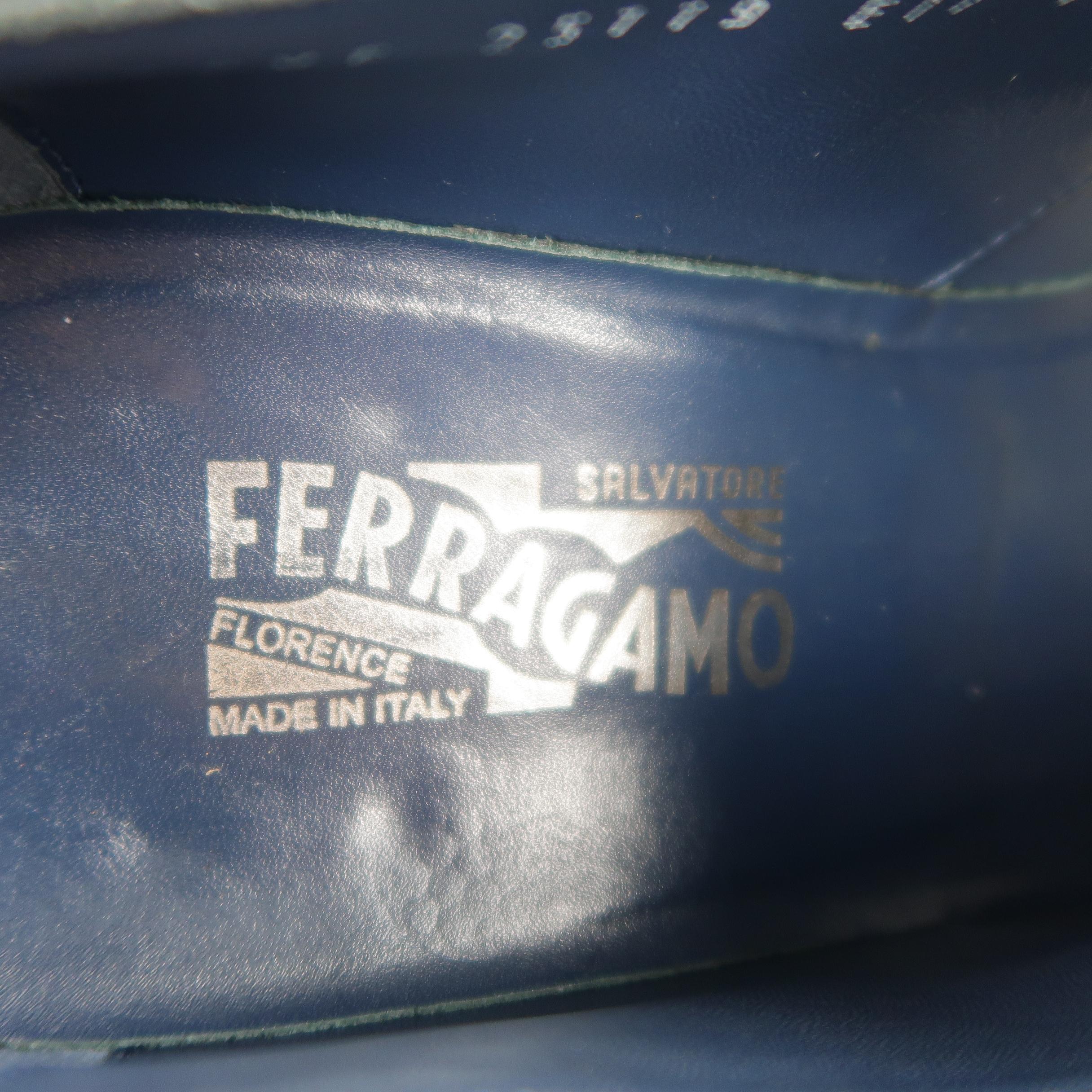 SALVATORE FERRAGAMO Size 11.5 Black Leather Apron Toe Monk Strap Loafers Shoes 2