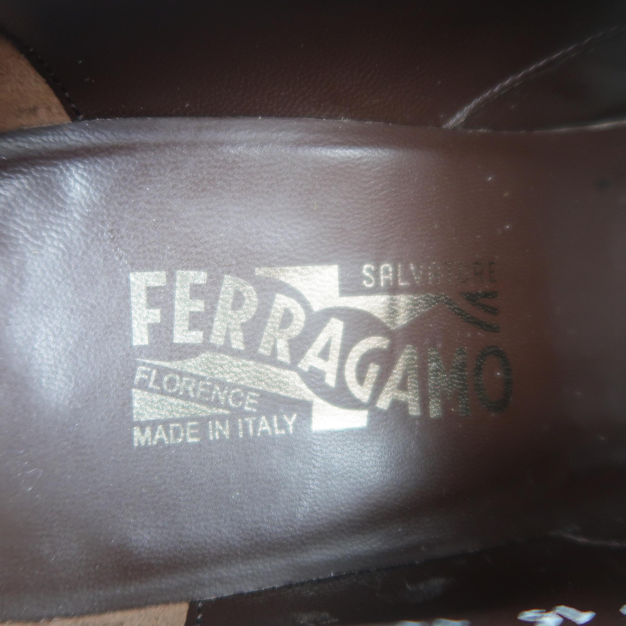 SALVATORE FERRAGAMO Size 12 Tan Textured Leather Lace Up Wingtip Brogues 2