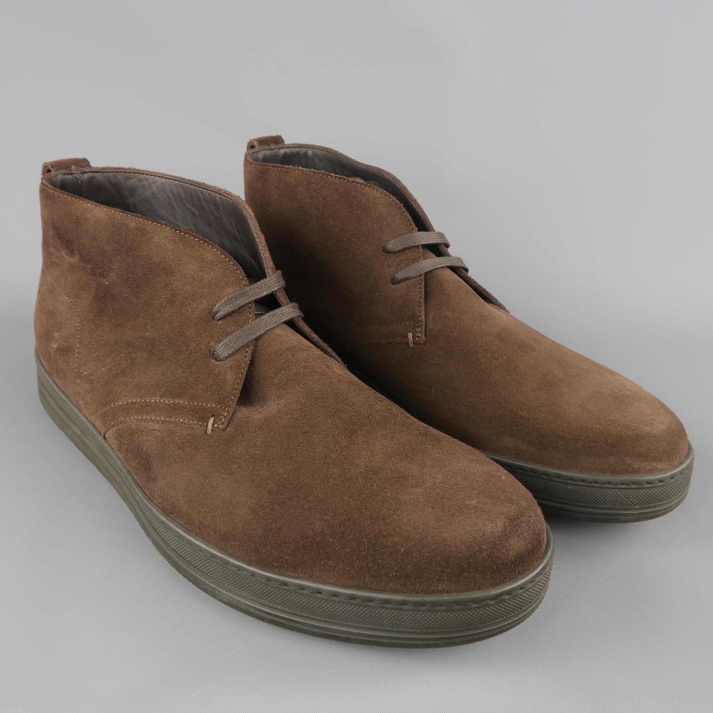 TOM FORD casual chukka boots come in rich brown suede with a round toe, lace up front, and thick rubber sole. Made in Italy.
 
Good Pre-Owned Condition.
Marked: IT 45, fit is closer to US 11
 
Outsole: 12 x 4 in.