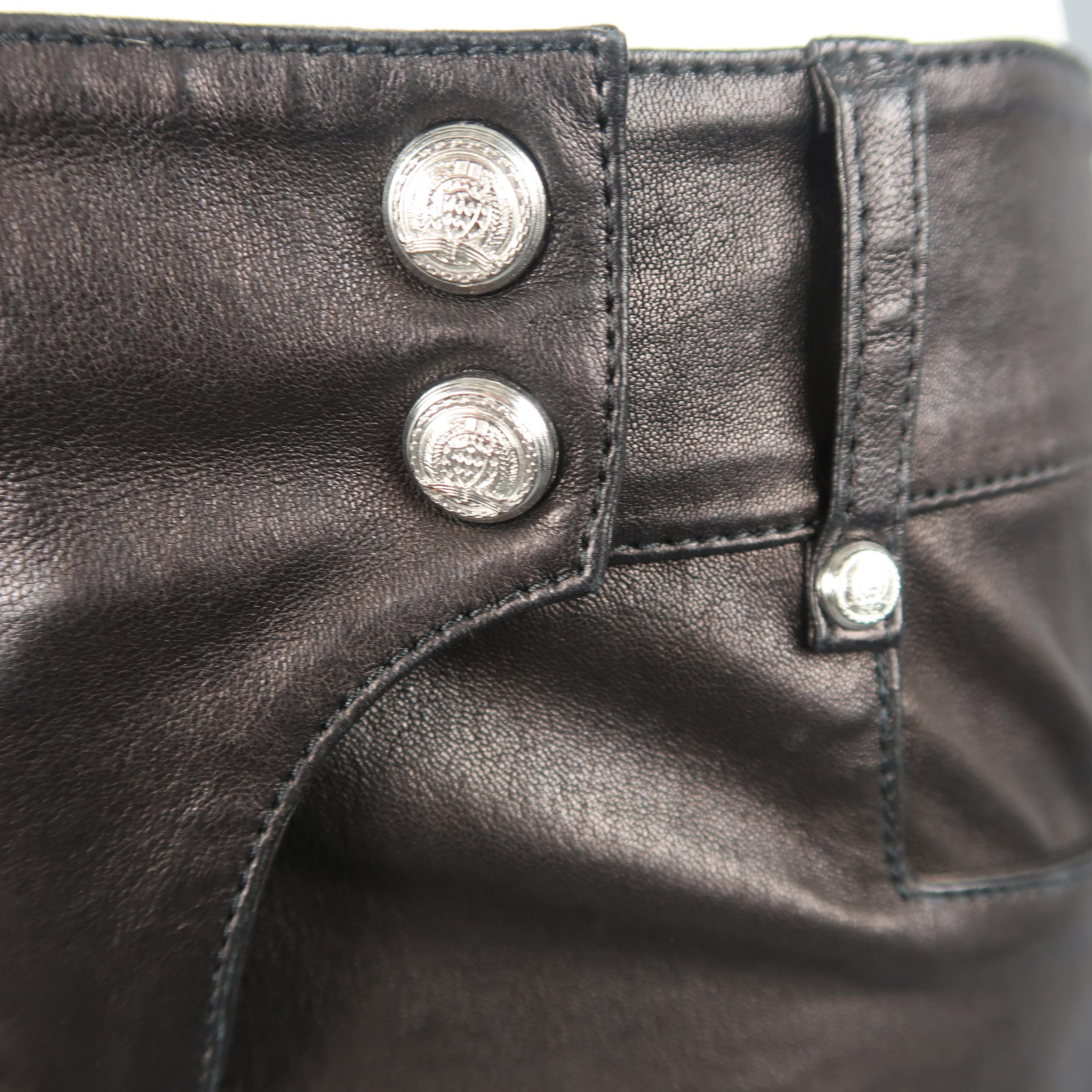balmain leather moto pants