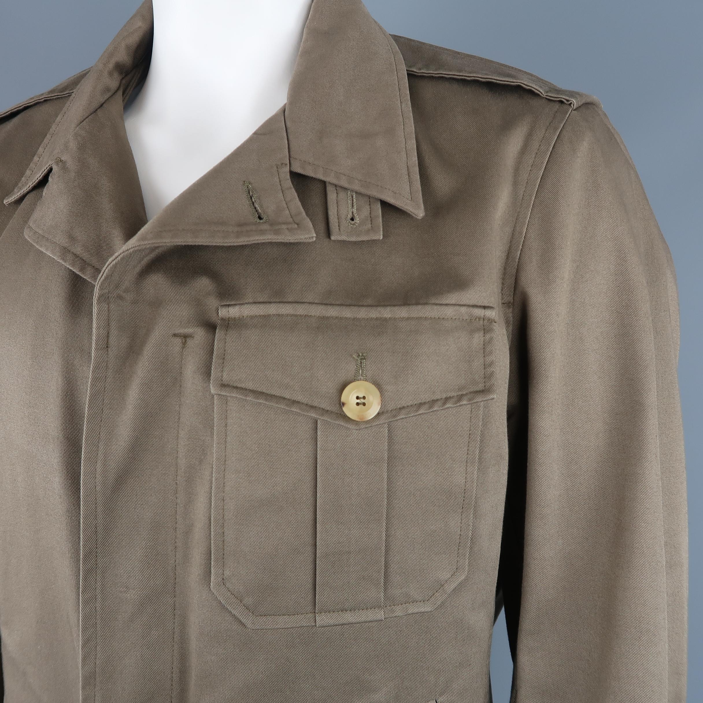 Brown GUCCI by TOM FORD 42 Olive Green Cotton Hidden Placket Army Jacket
