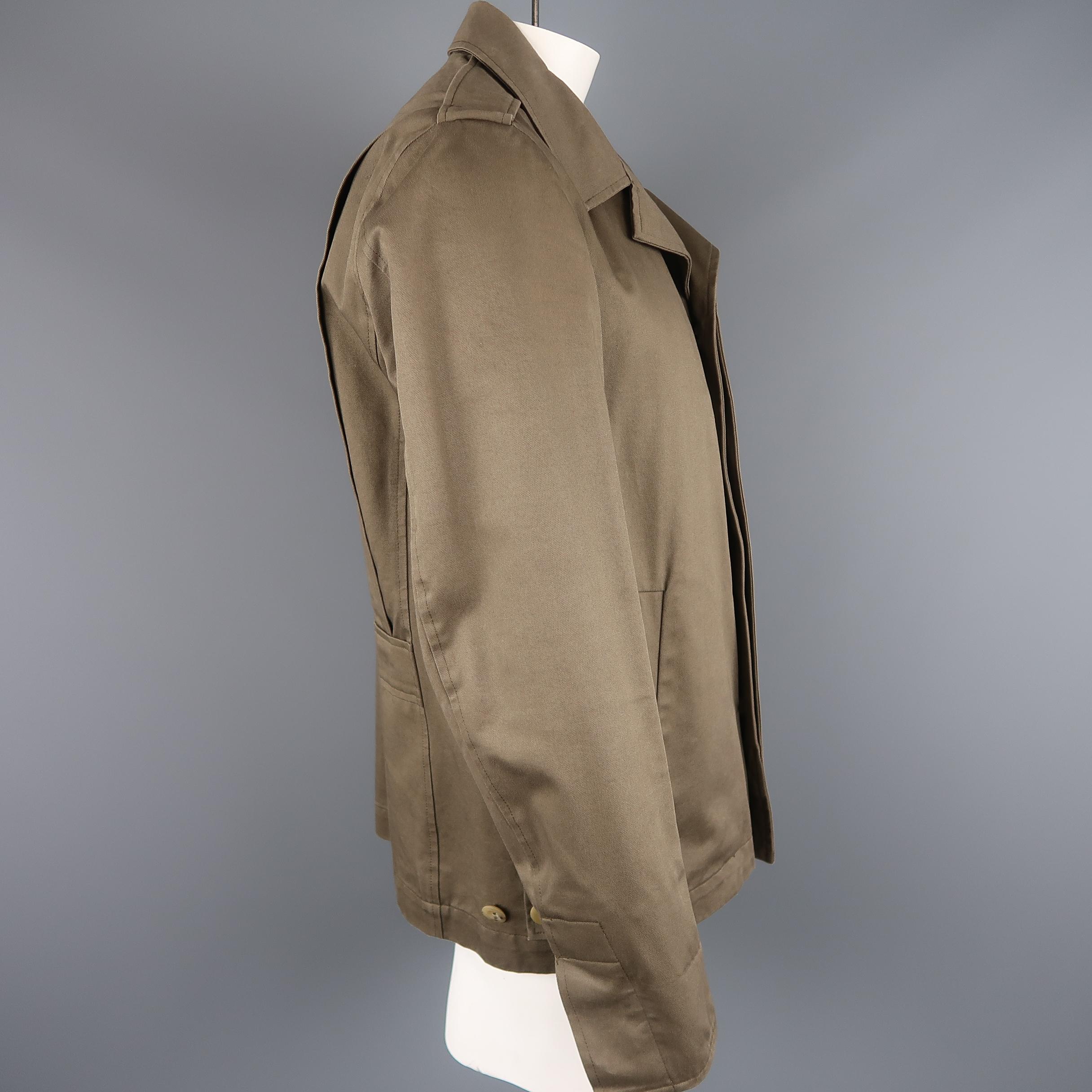 Women's or Men's GUCCI by TOM FORD 42 Olive Green Cotton Hidden Placket Army Jacket