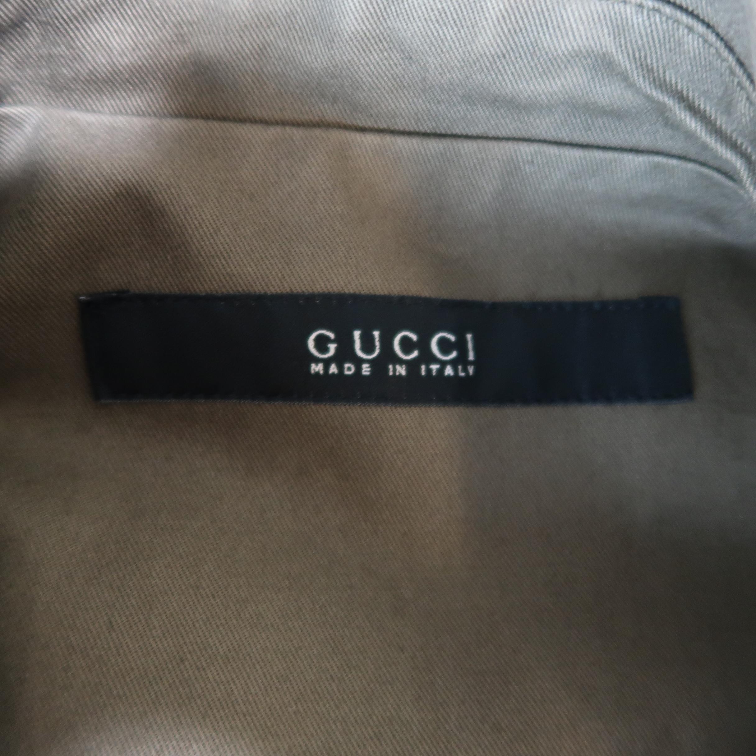 GUCCI by TOM FORD 42 Olive Green Cotton Hidden Placket Army Jacket 5
