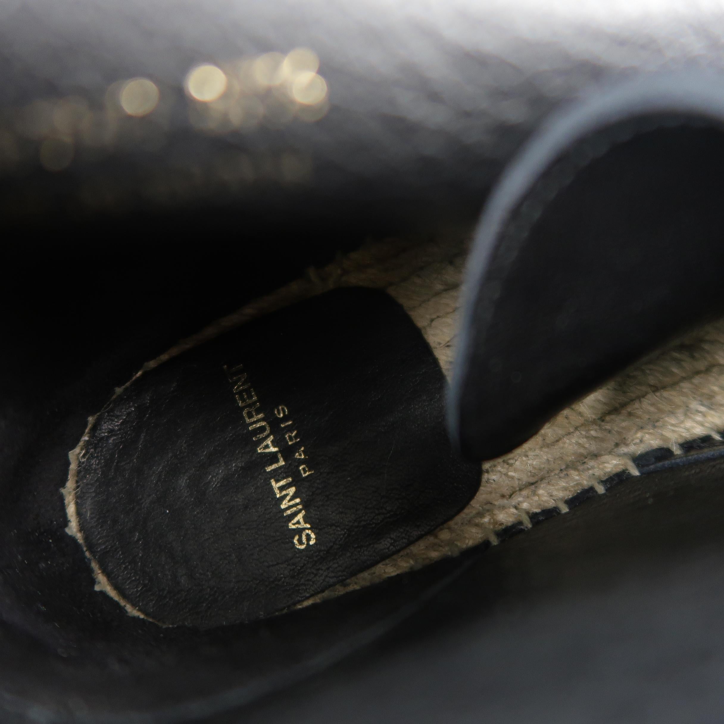 SAINT LAURENT Size 7.5 Black Suede Fringe Espadrille Boots 4