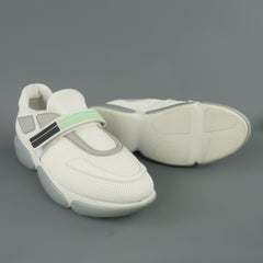 PRADA Size 10 White & Gray Velcro Strap CLOUDBURST Sneakers