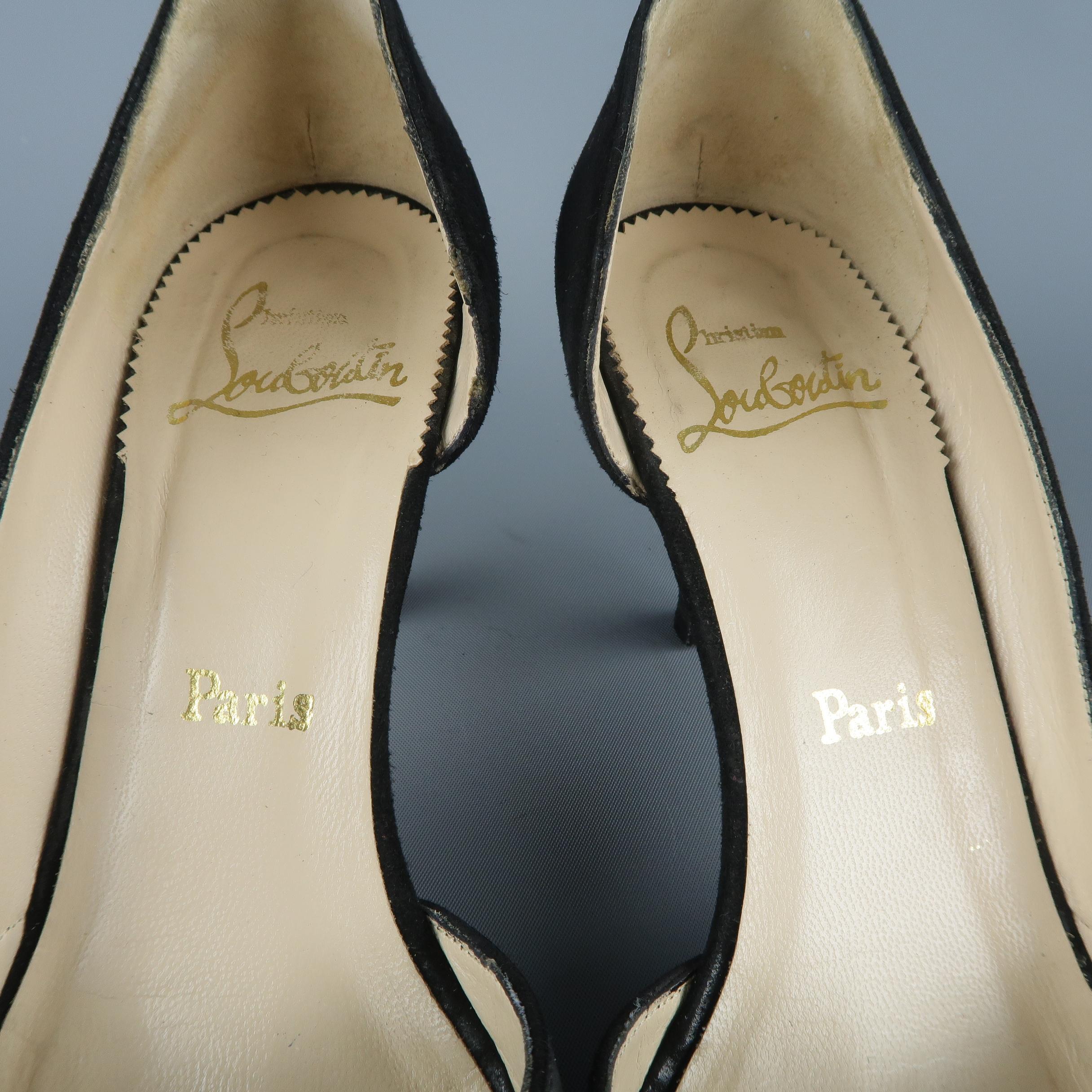 Christian Louboutin Black Silk and Suede D'orsay Pumps 1