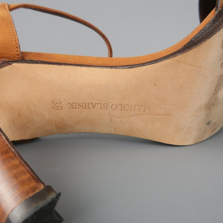 MANOLO BLAHNIK Size 6 Tan Suede X Strap Sandals For Sale at 1stDibs