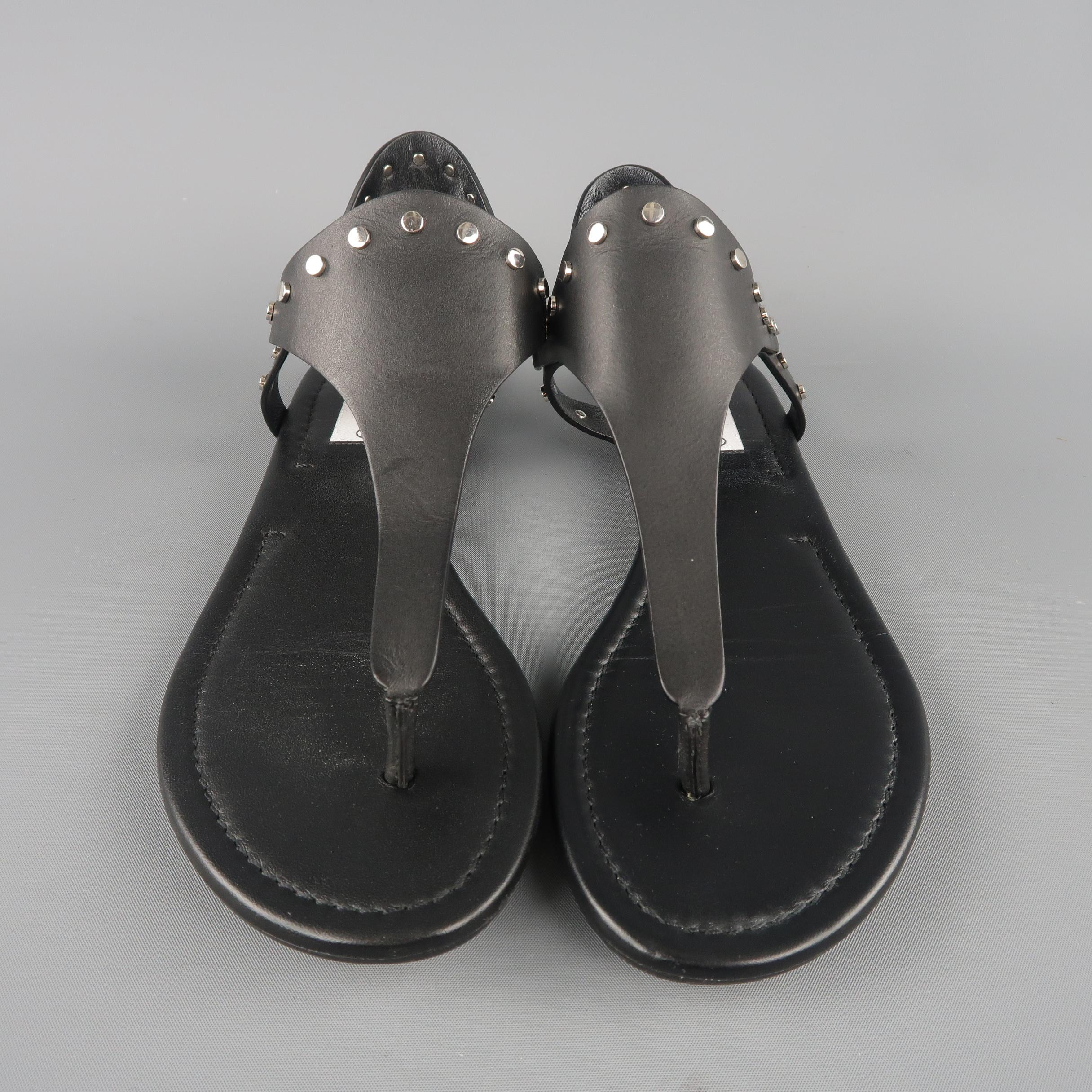 Women's JIMMY CHOO Size 7.5 Black Studded Leather DARA Sandals