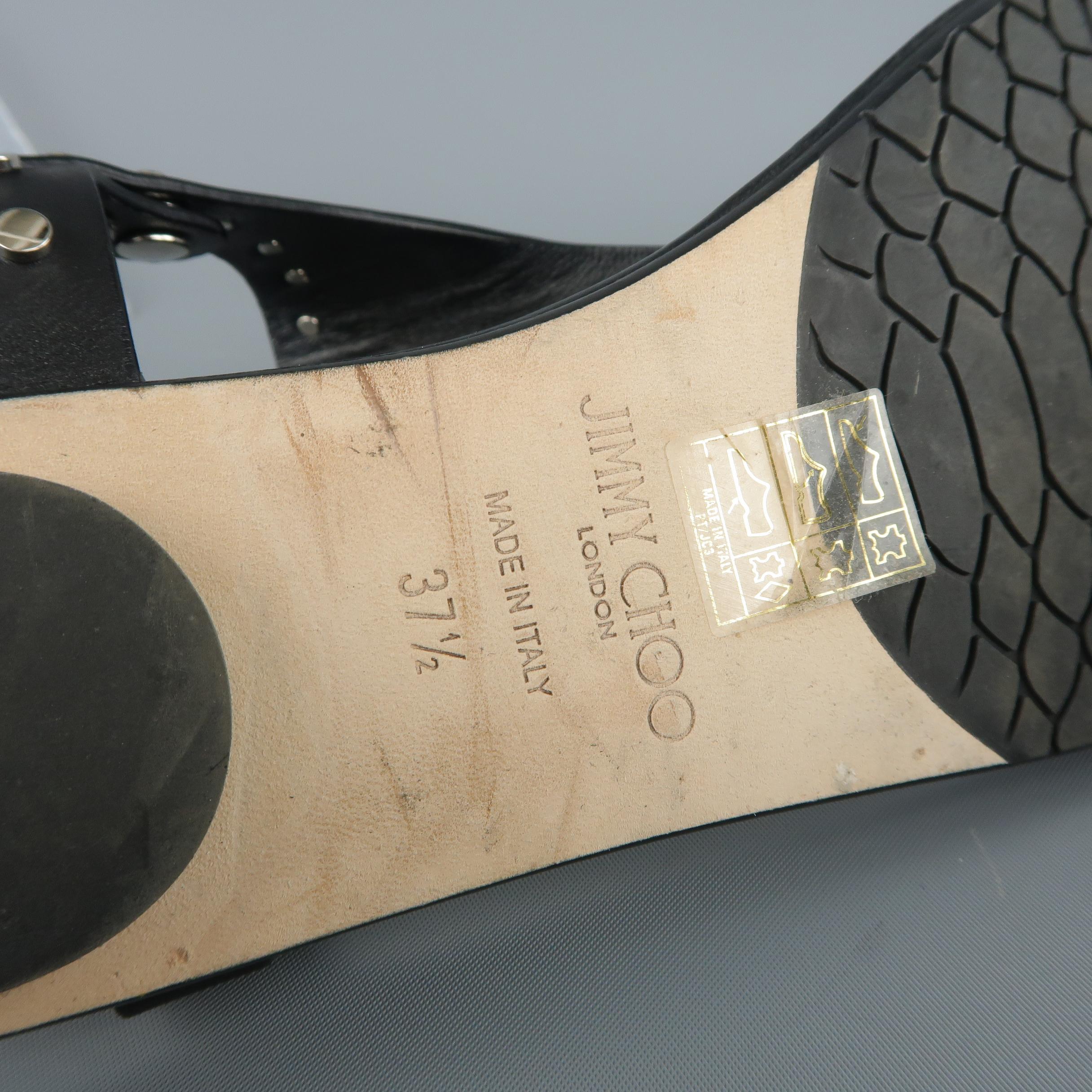 JIMMY CHOO Size 7.5 Black Studded Leather DARA Sandals 4