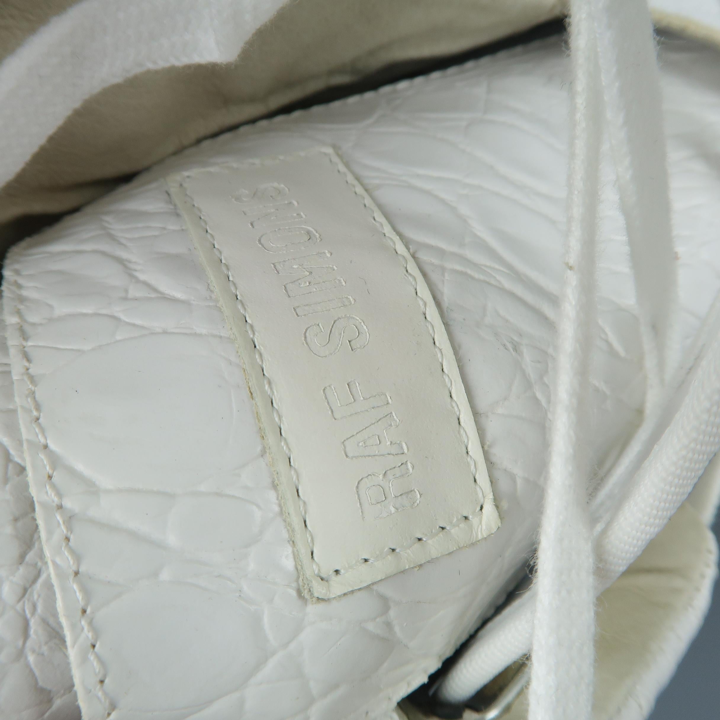 Raf Simons White Crocodile Embossed Leather Astronaut Boot Sneakers In New Condition In San Francisco, CA