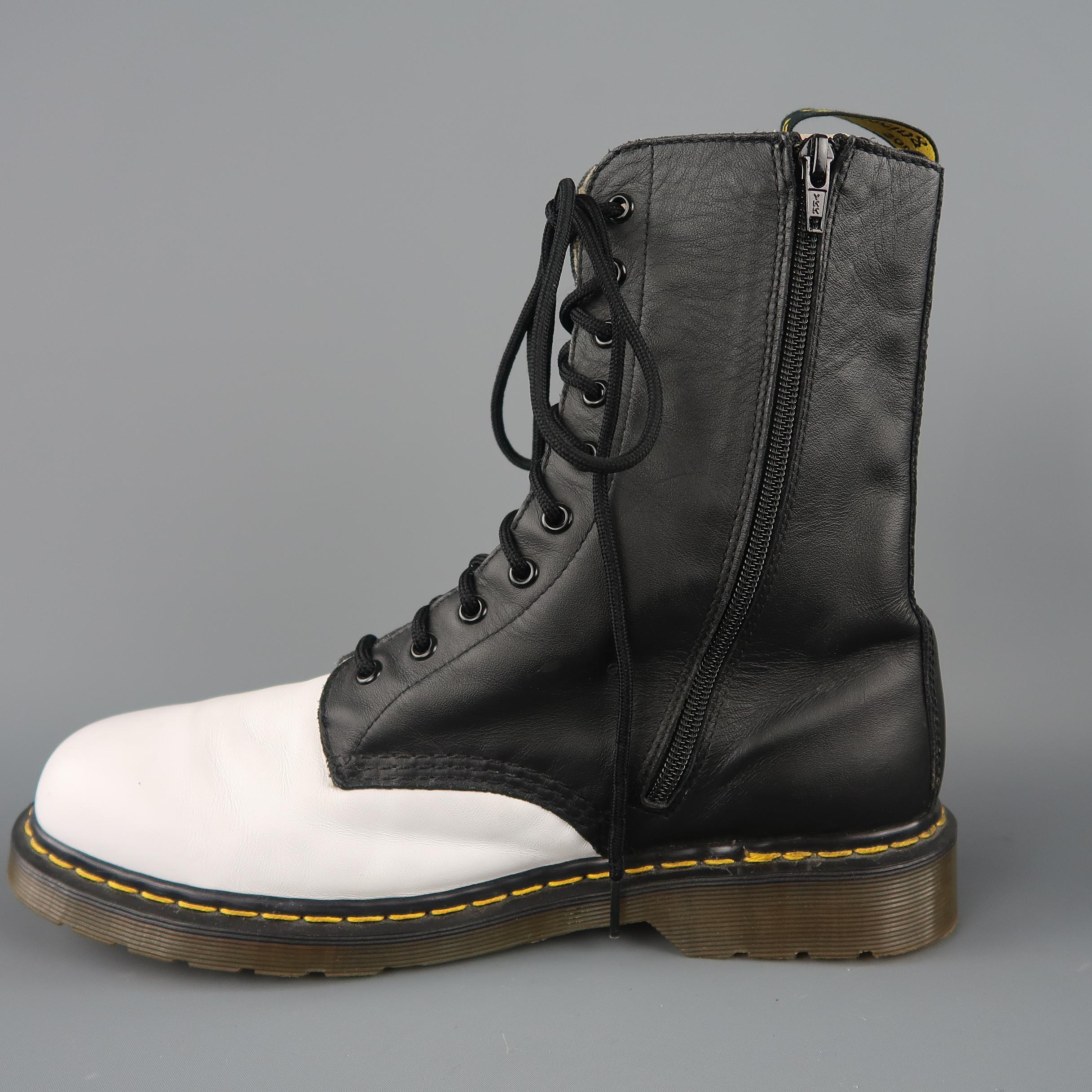 Yohji Yamamoto For Dr. Martens Black and White Two Toned Leather Boots 2