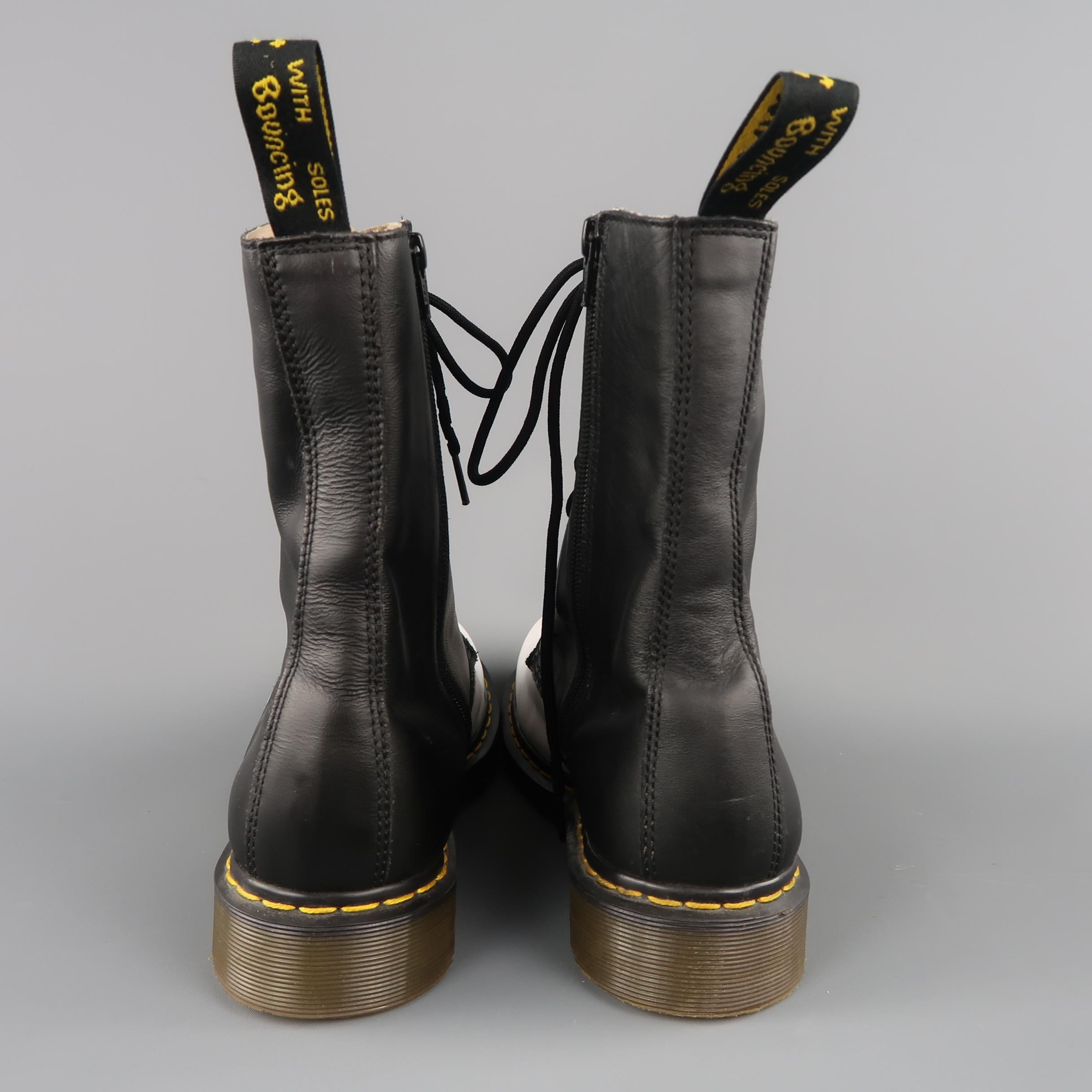 Yohji Yamamoto For Dr. Martens Black and White Two Toned Leather Boots 3
