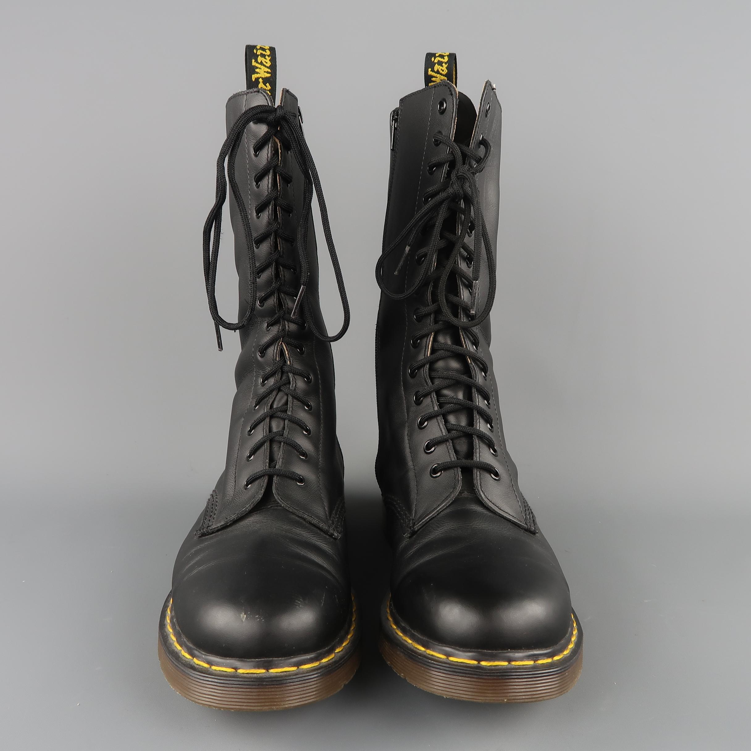 Men's YOHJI YAMAMOTO Size 11 Black Matte Leather Calf High Boots