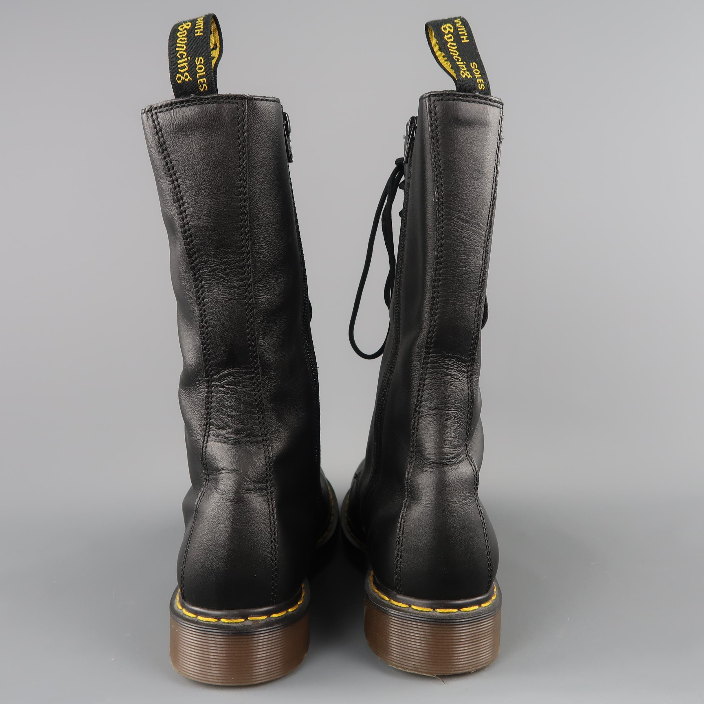 YOHJI YAMAMOTO Size 11 Black Matte Leather Calf High Boots 1