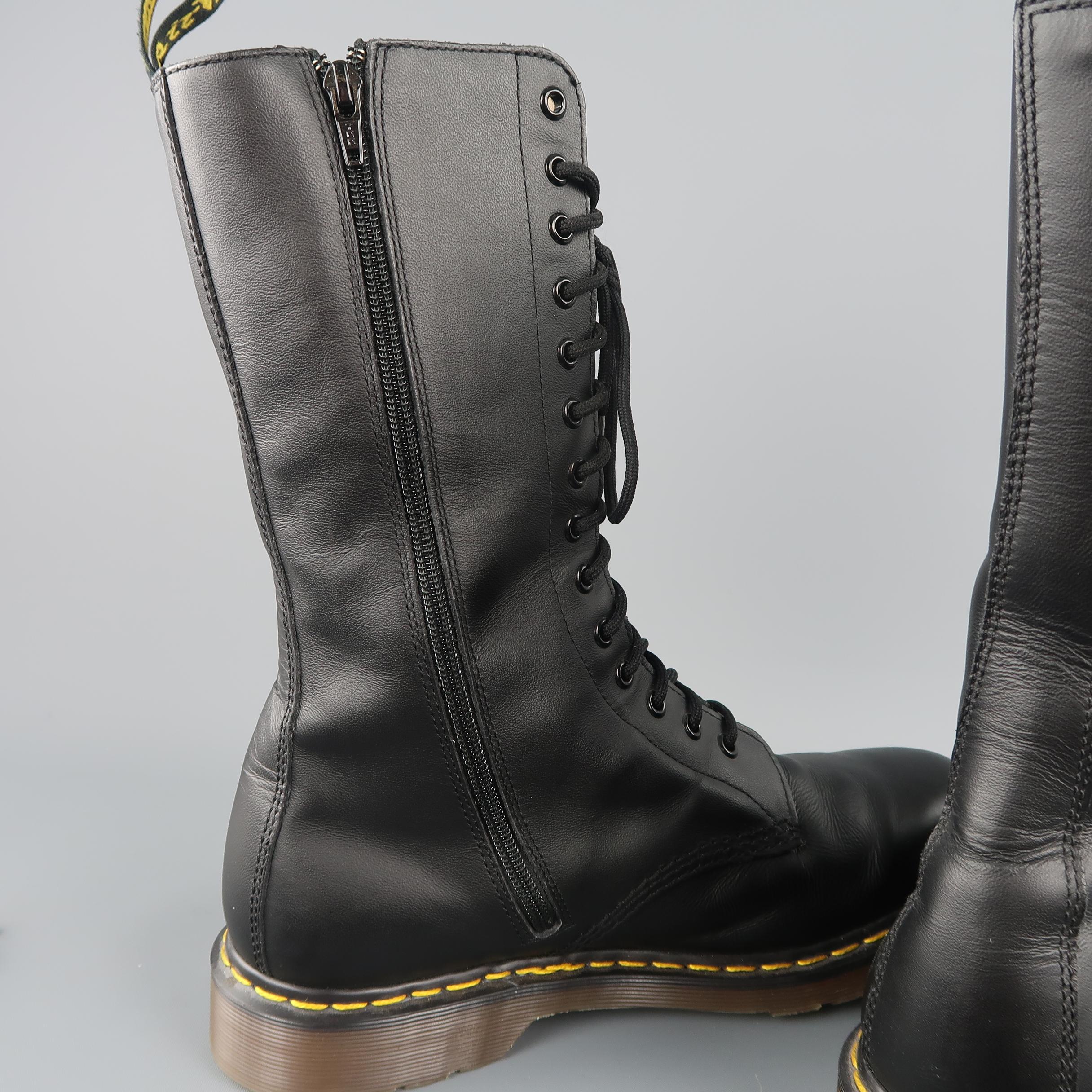 YOHJI YAMAMOTO Size 11 Black Matte Leather Calf High Boots 2