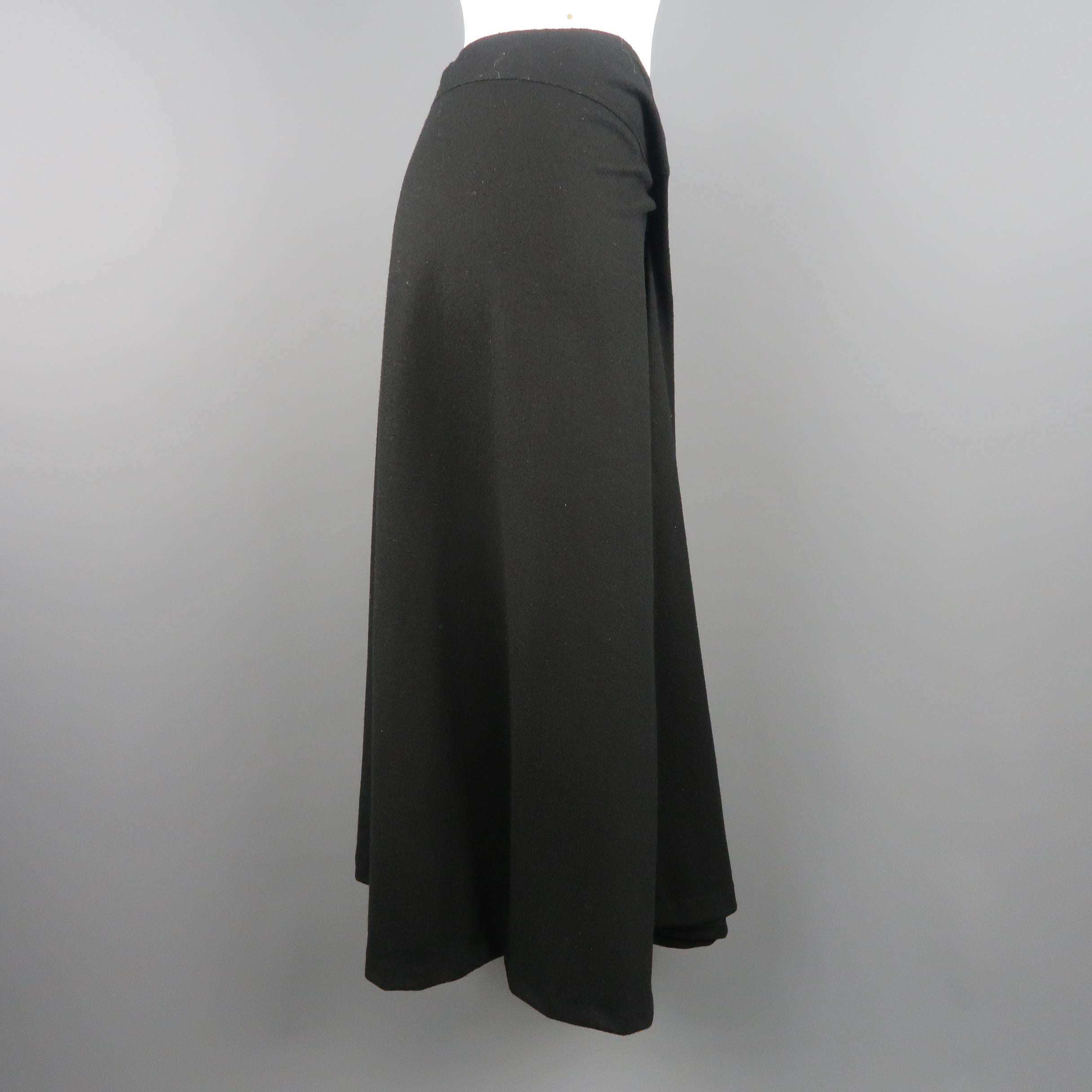 Women's ISSEY MIYAKE Size L Black Wool Pleated A Line Skirt