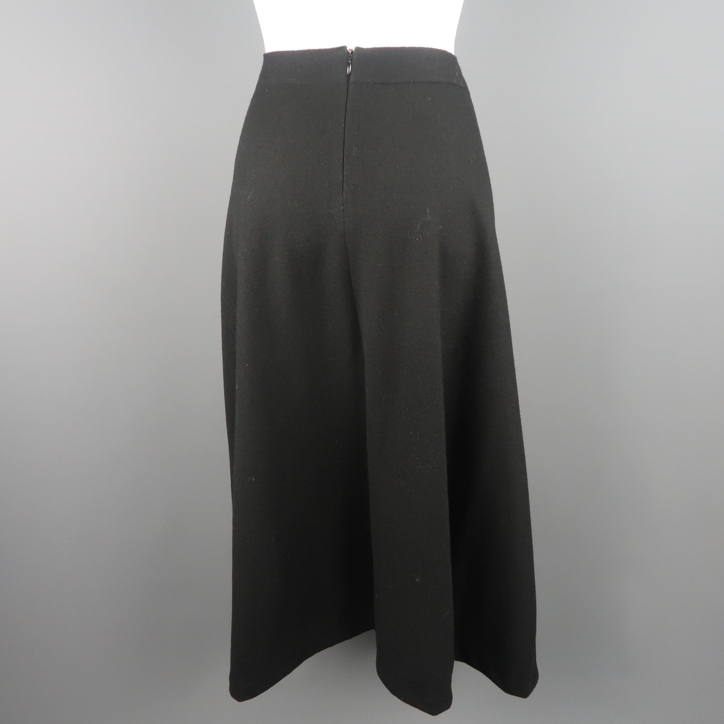 ISSEY MIYAKE Size L Black Wool Pleated A Line Skirt 1